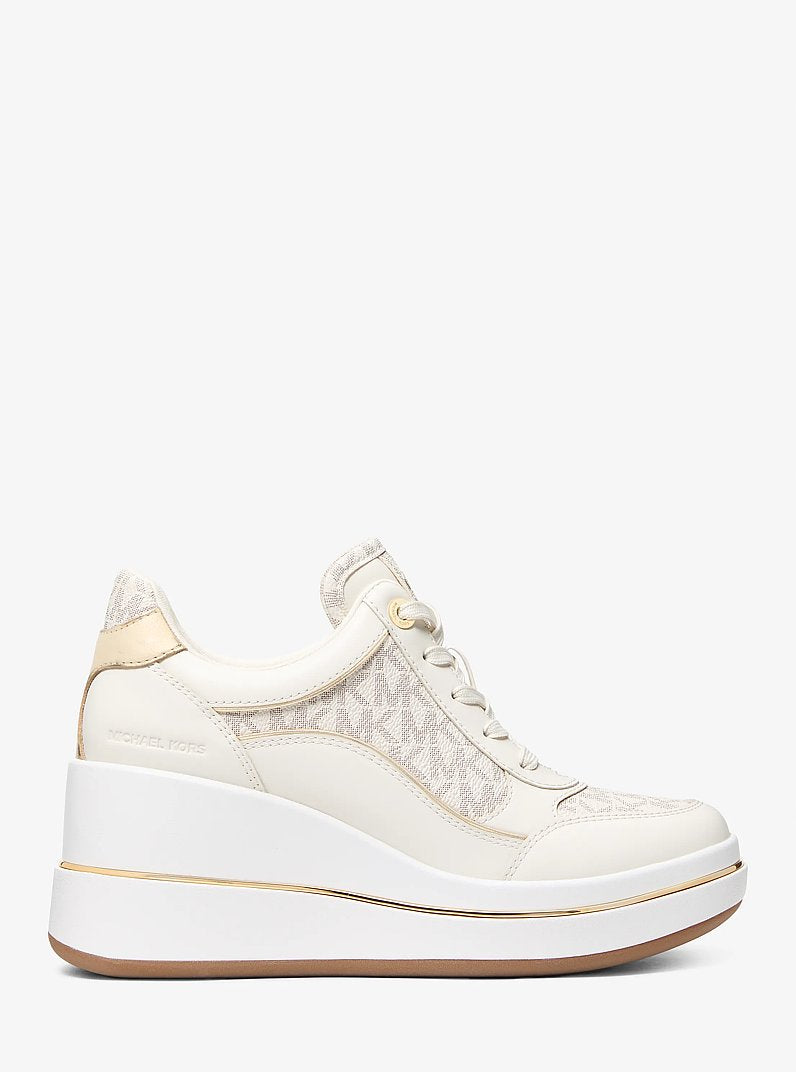 Emmy Signature Logo and Leather Wedge Trainer