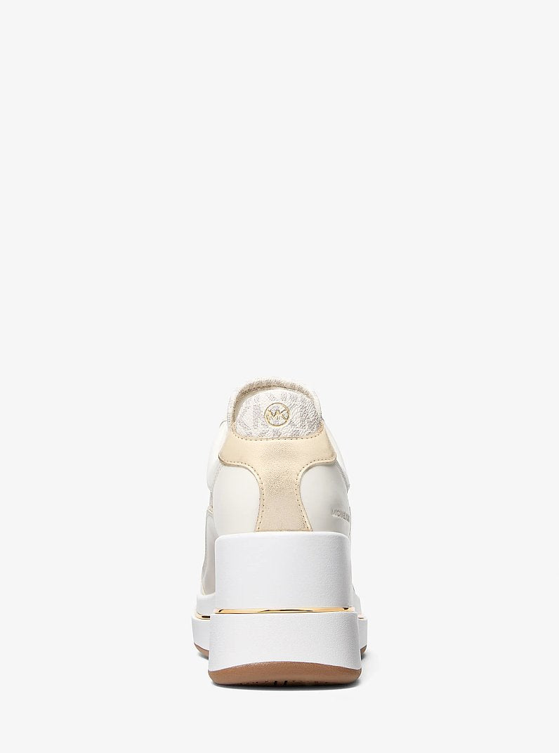 Emmy Signature Logo and Leather Wedge Trainer