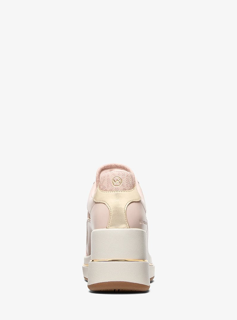 Emmy Signature Logo and Leather Wedge Trainer