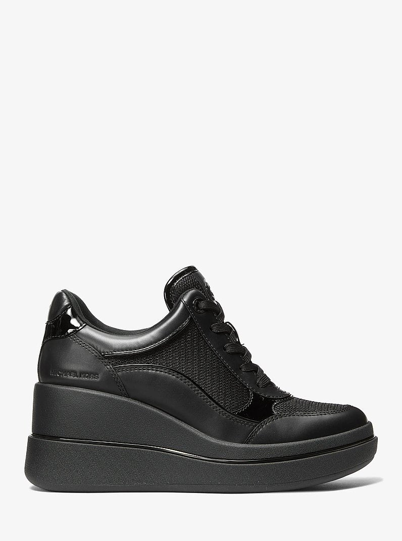 Emmy Leather and Mesh Wedge Trainer