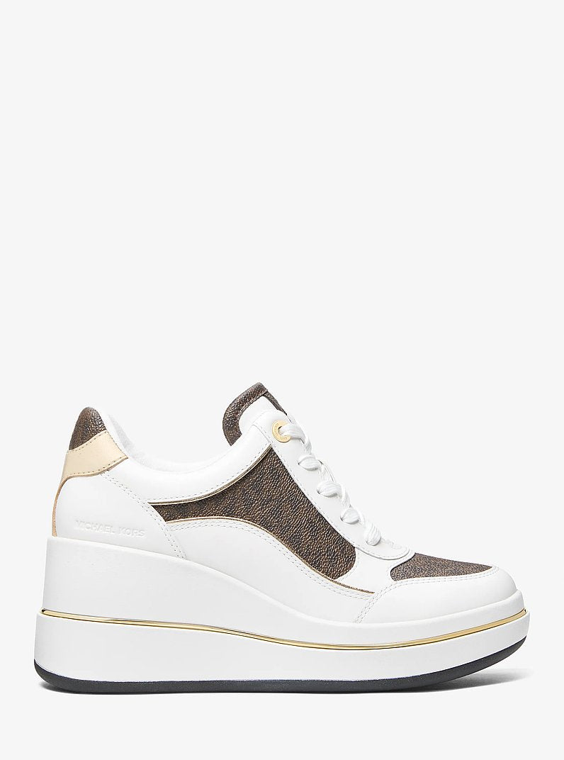Emmy Signature Logo and Leather Wedge Trainer