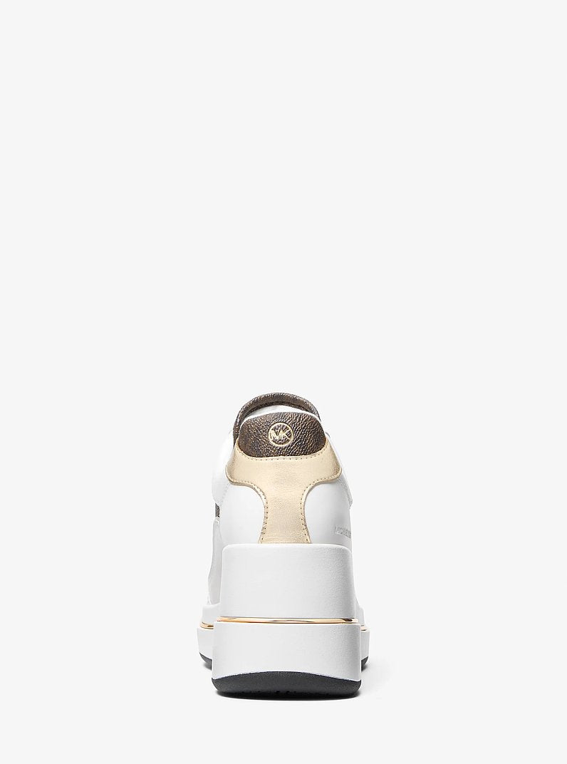 Emmy Signature Logo and Leather Wedge Trainer