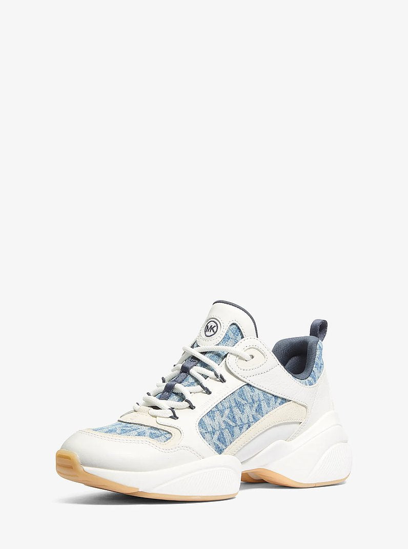 Bowie Signature Logo Print Denim Trainer