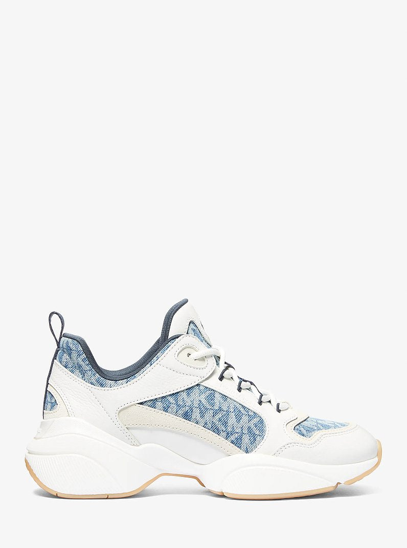 Bowie Signature Logo Print Denim Trainer