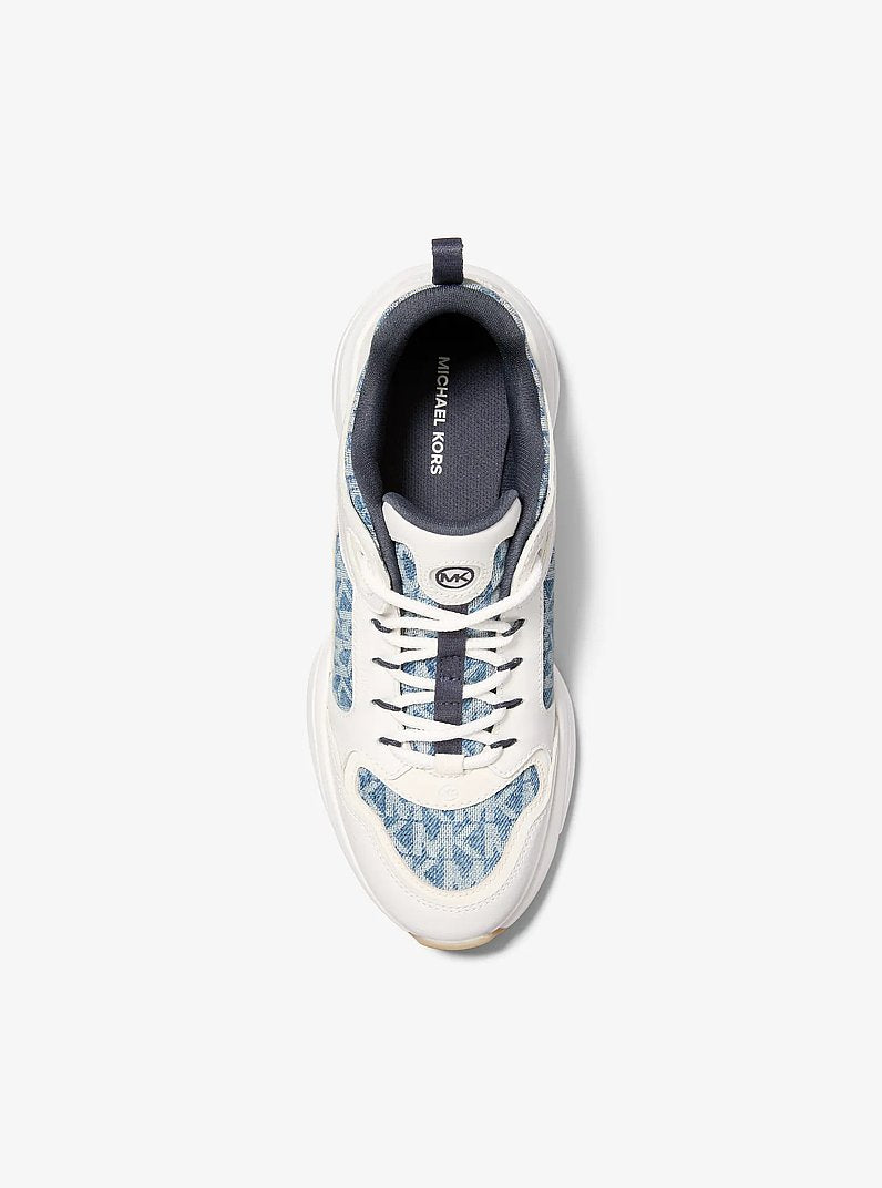 Bowie Signature Logo Print Denim Trainer