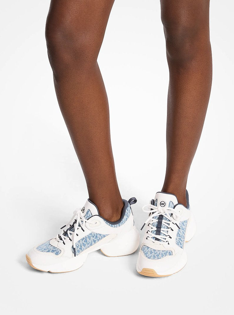 Bowie Signature Logo Print Denim Trainer