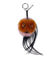Brown Fur Keychain with Rhinestone