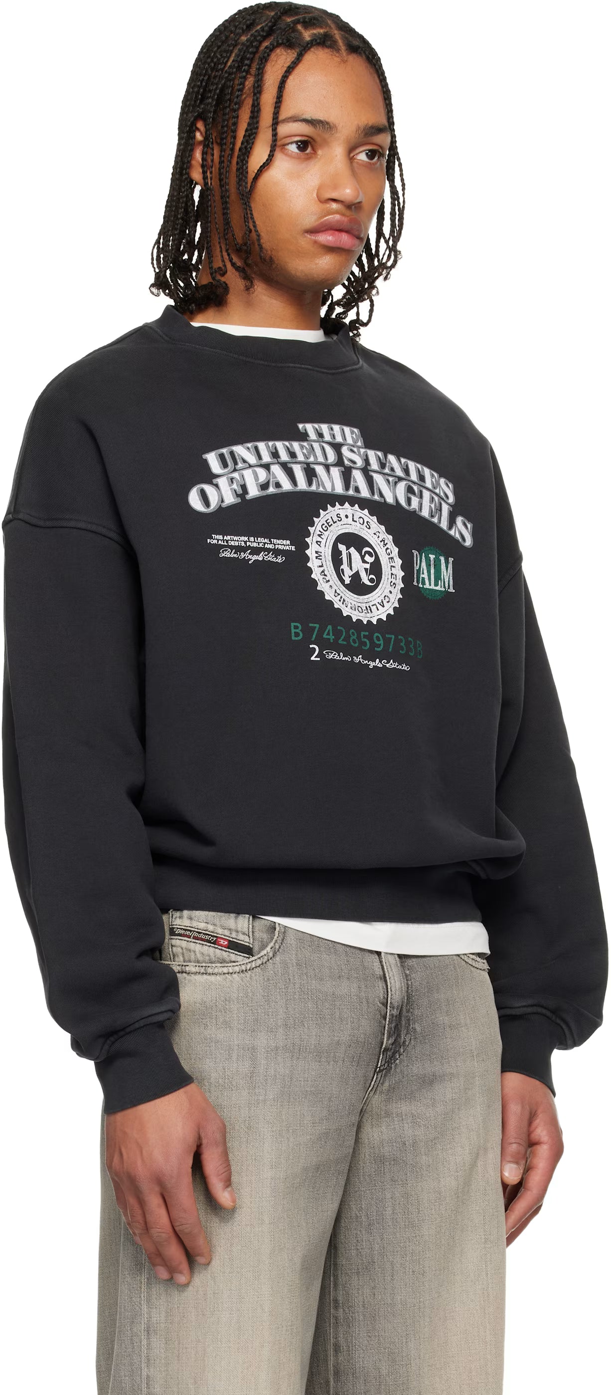 Black Dollar Loose Crew Sweatshirt