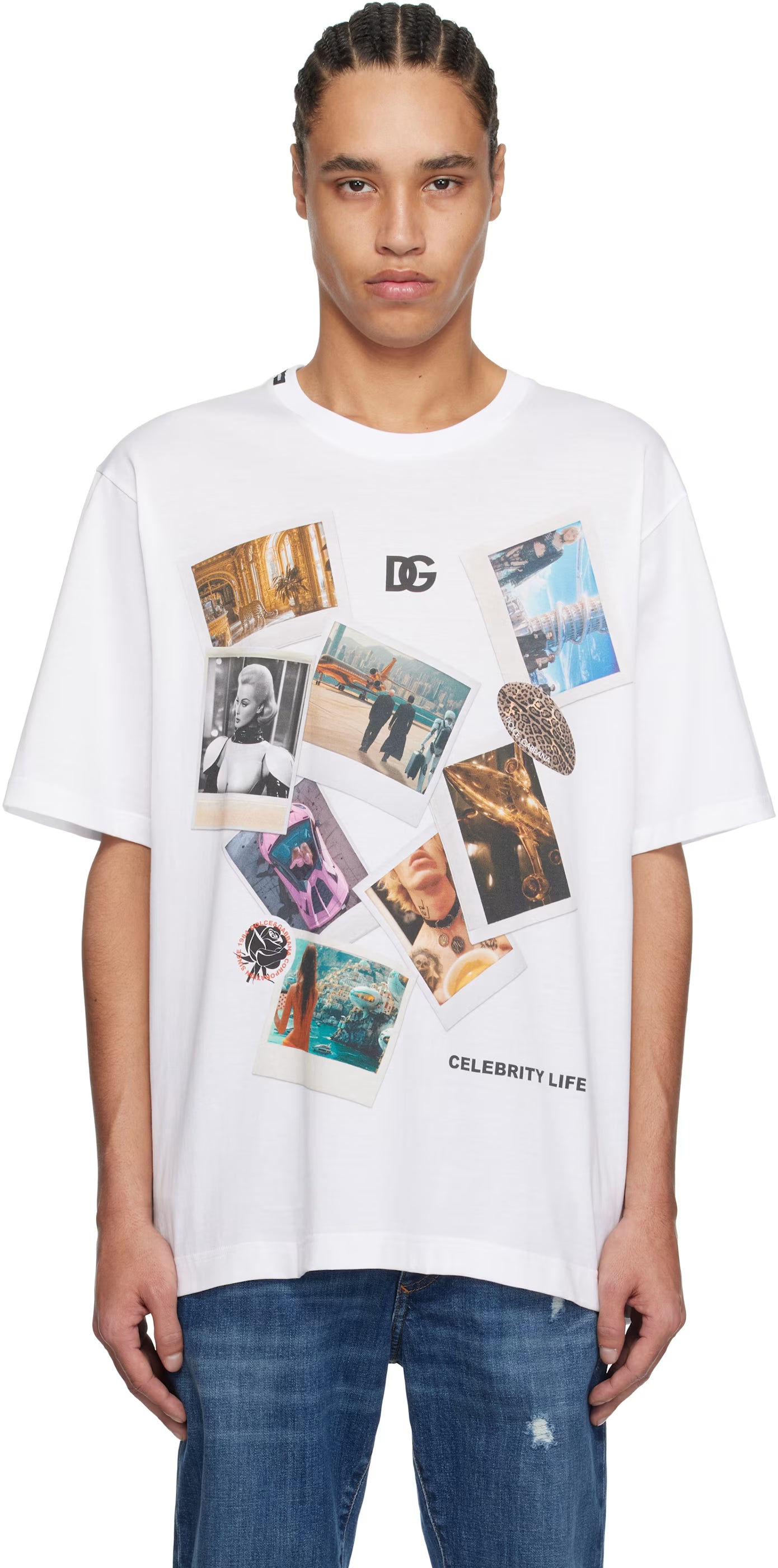 Dolce&Gabbana White Postcard Print Cotton T-shirt