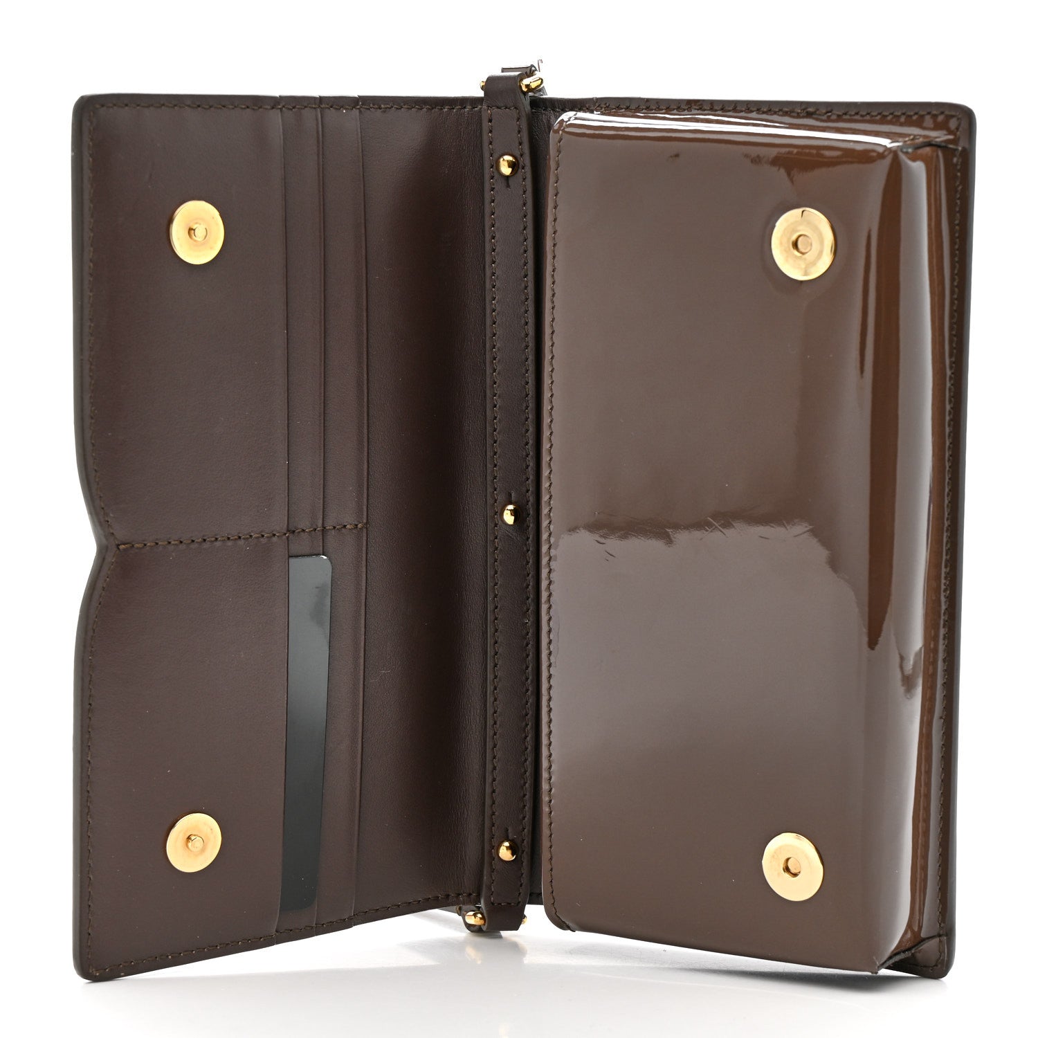 DOLCE GABBANA Patent DG Logo Crossbody Bag Brown