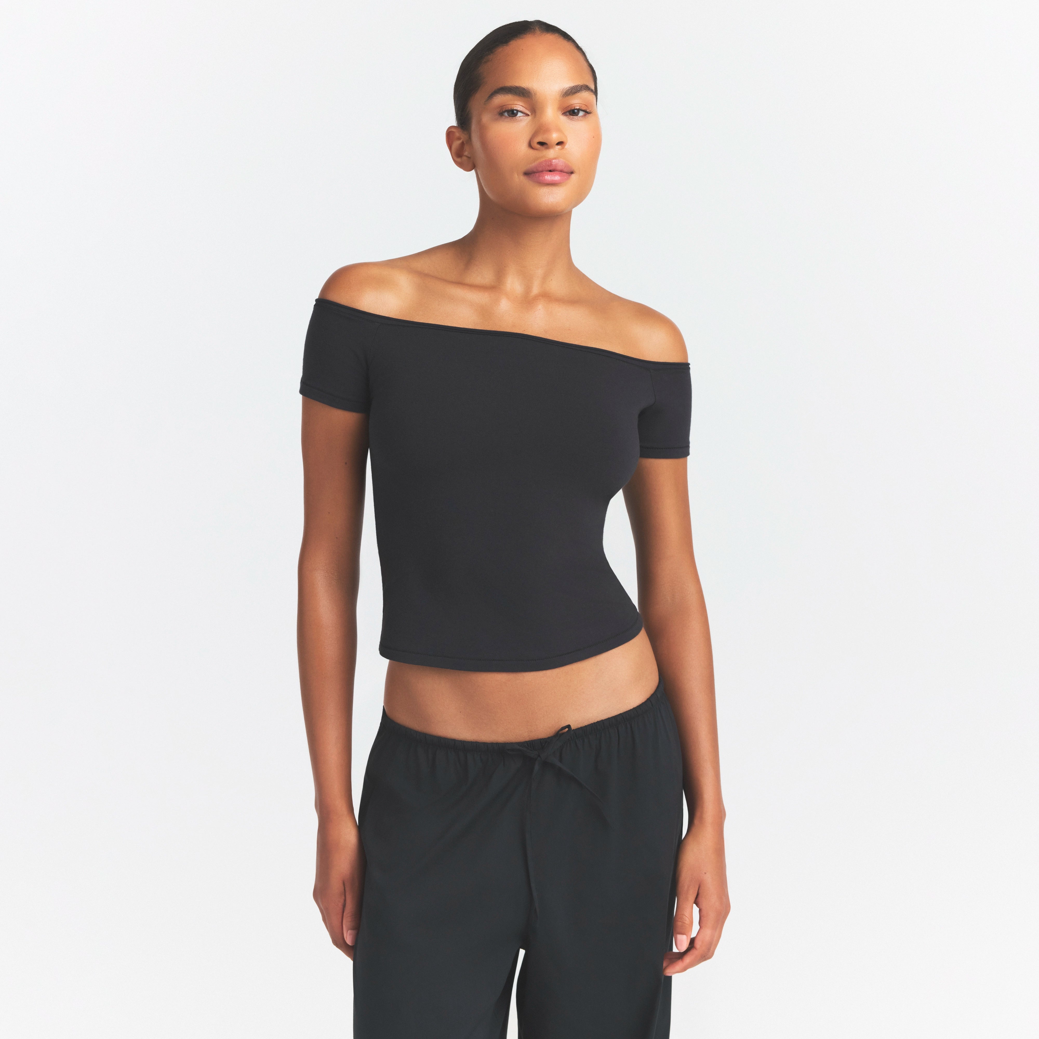 Cotton Jersey Off the Shoulder Top