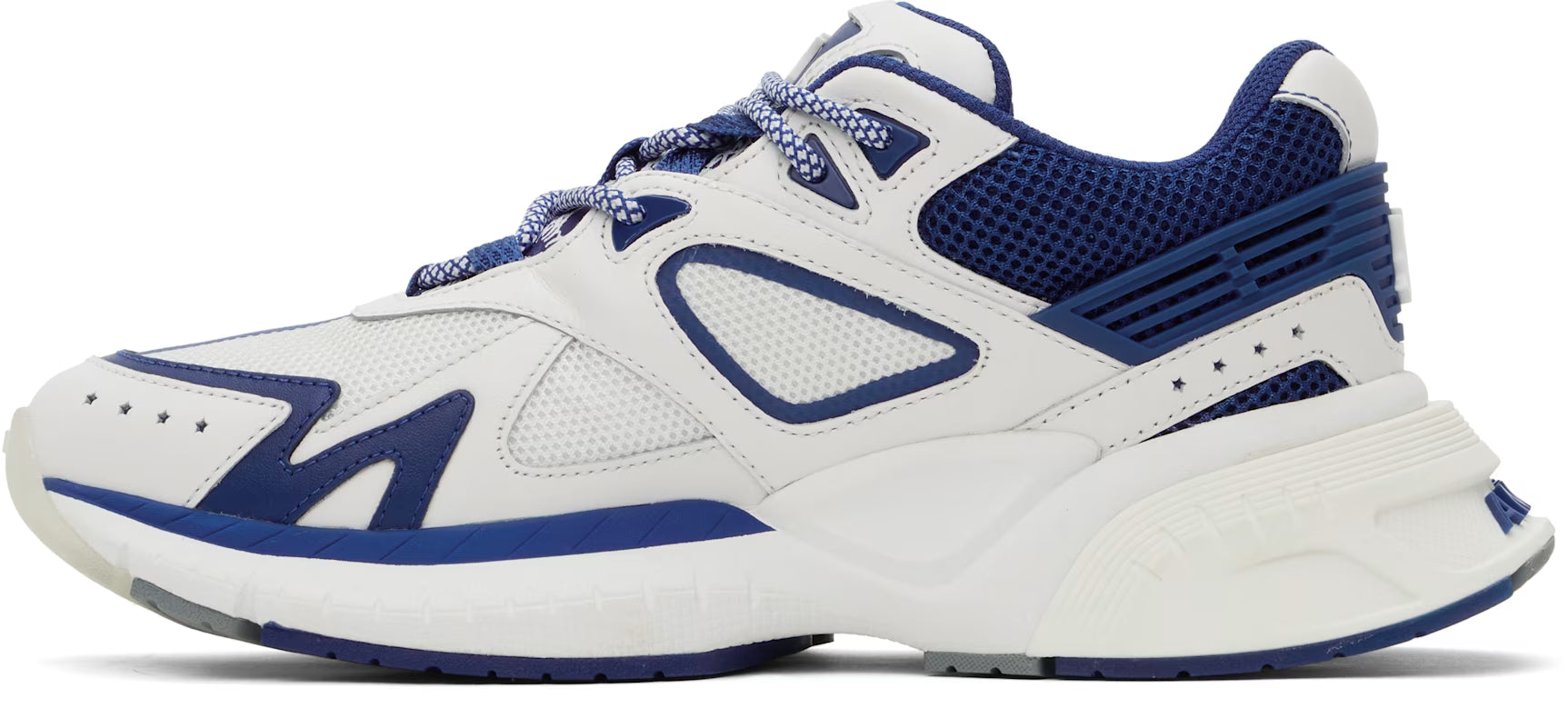 White & Blue 'MA' Runner Sneakers