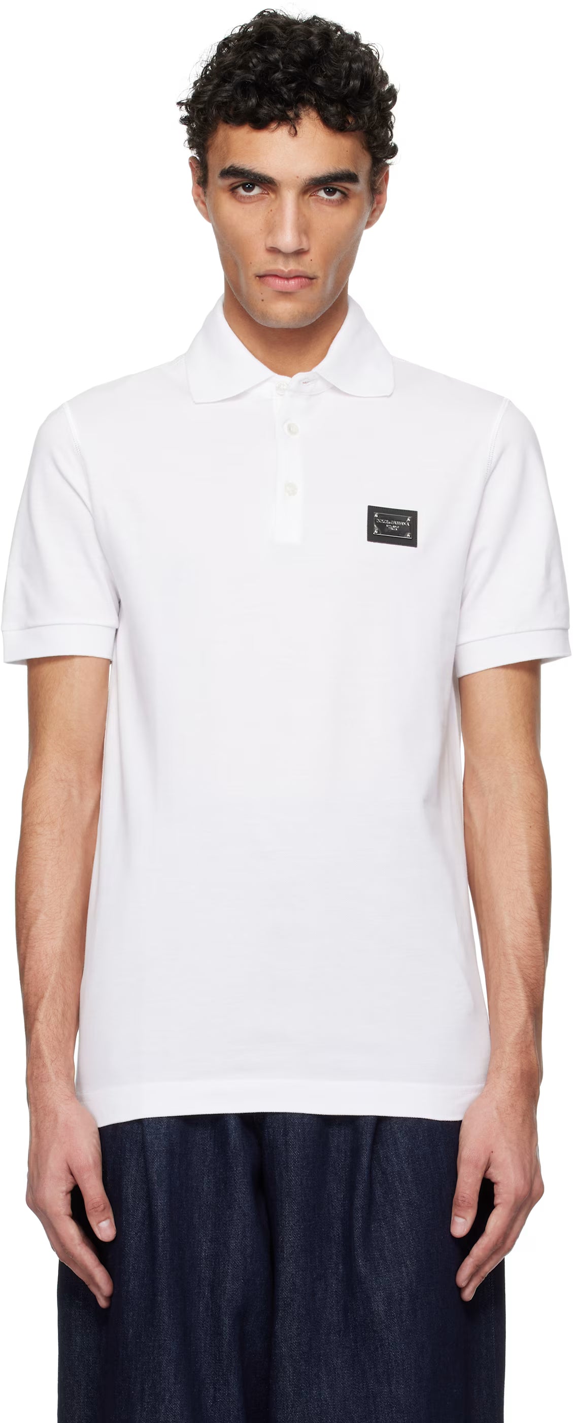 Dolce&Gabbana White Cotton Piqué Polo