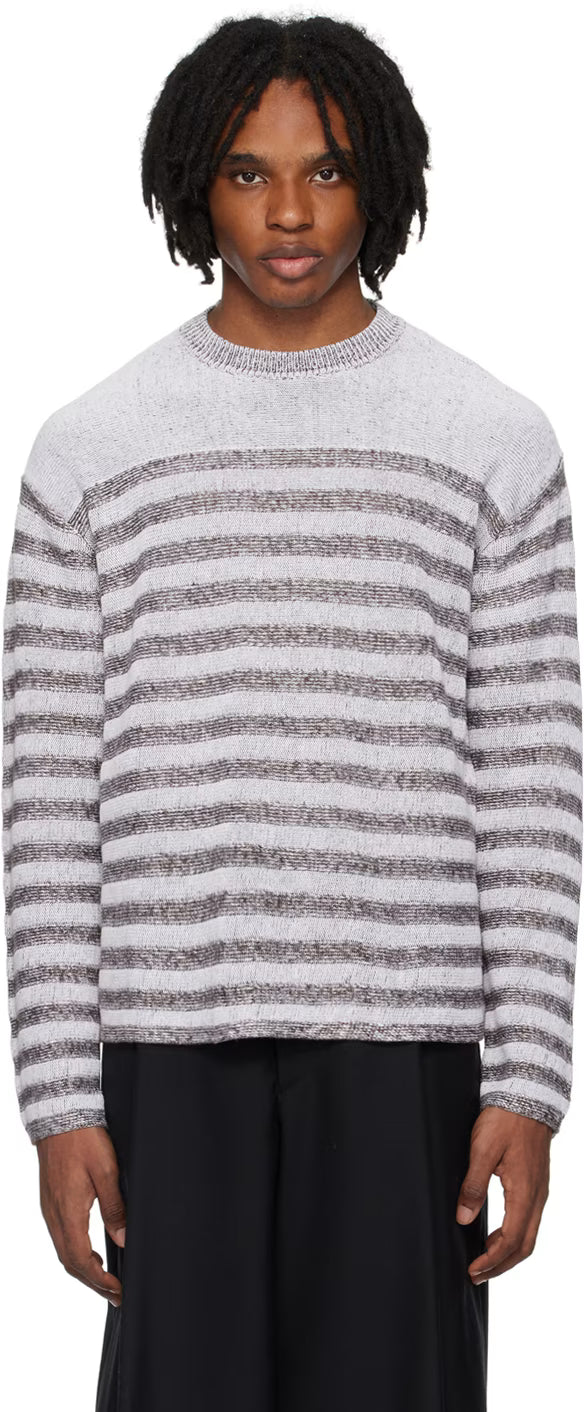Ferragamo White & Brown Striped Sweater