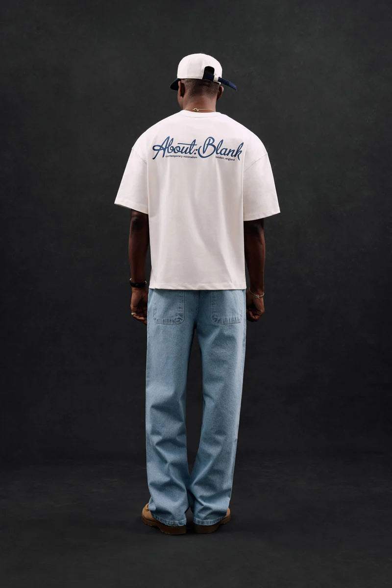 Banner t-shirt - oat/estate blue