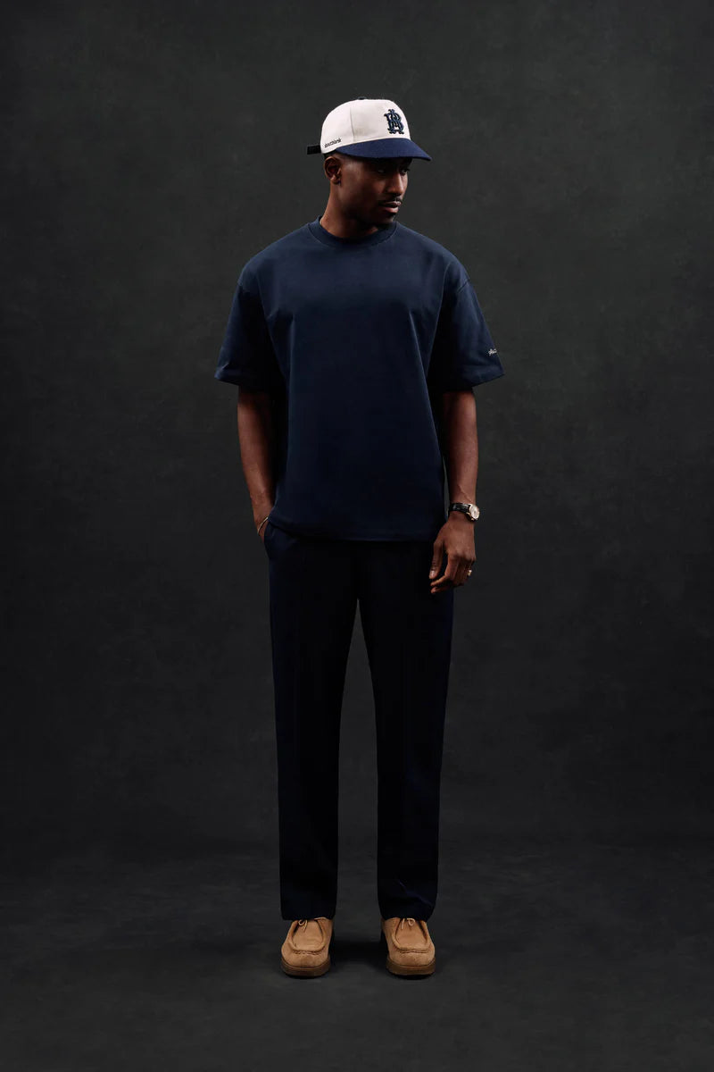 Chainstitch t-shirt - navy/ecru