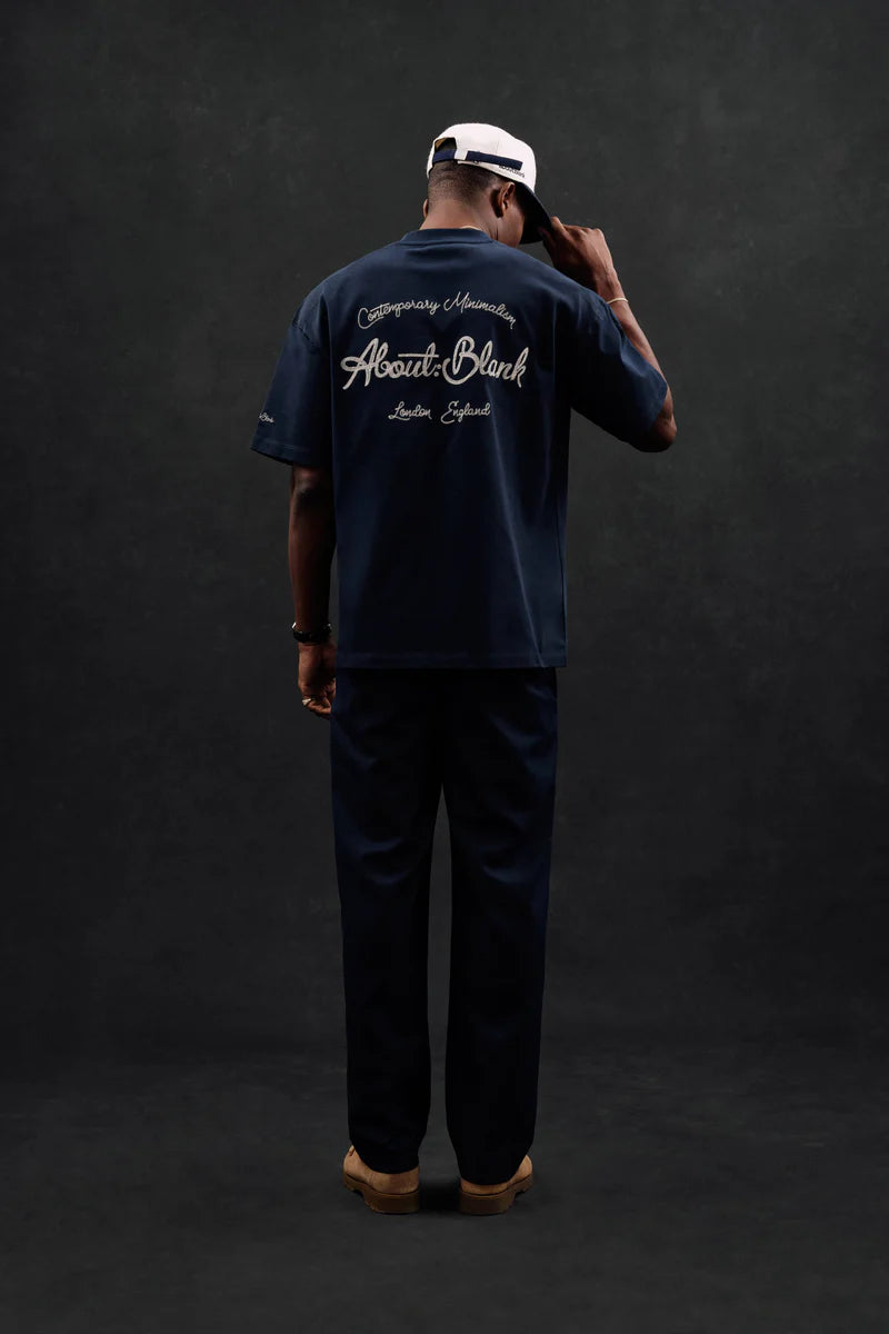 Chainstitch t-shirt - navy/ecru