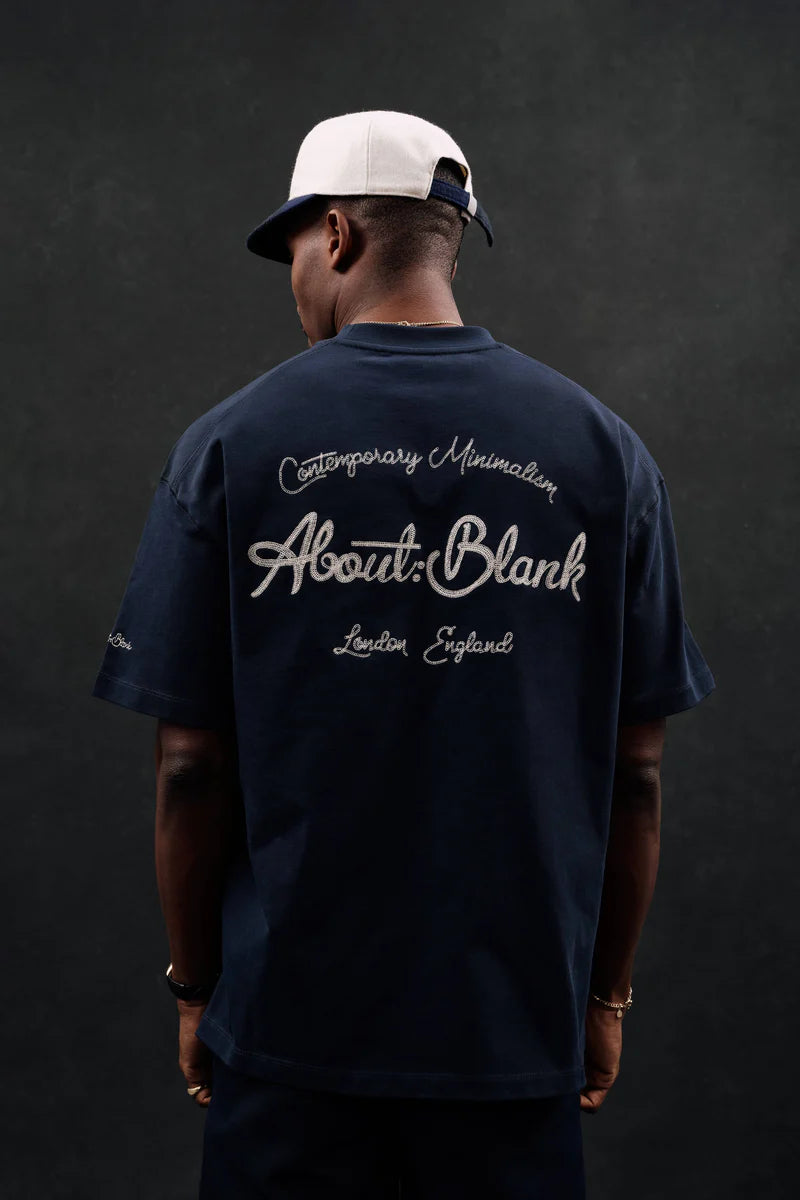Chainstitch t-shirt - navy/ecru