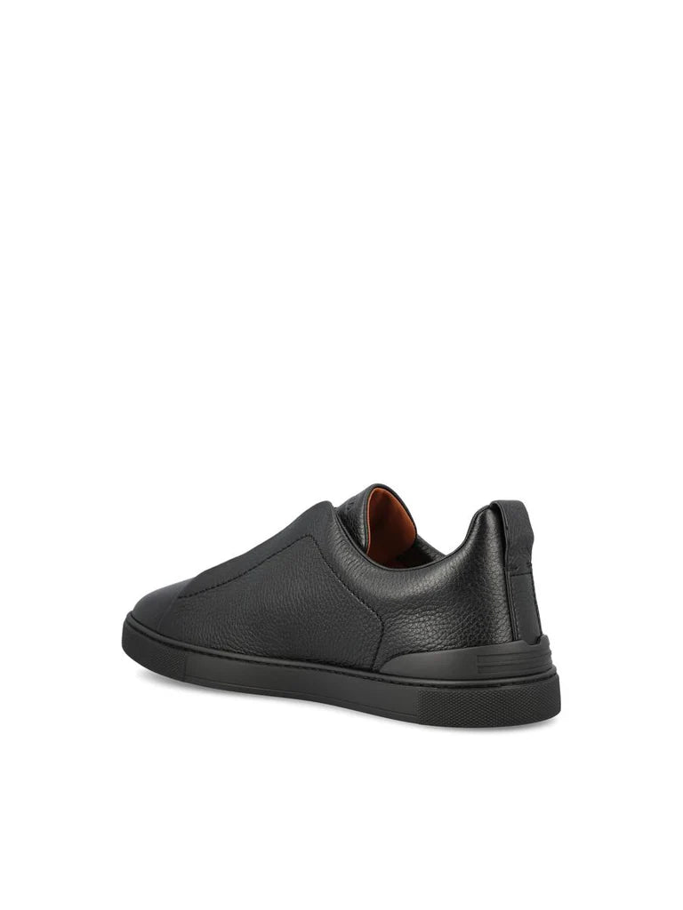 Zegna Men’s Triple Stitch™ Black Deerskin Slip-On Sneakers – Made in Italy | Luxury Everyday Footwear