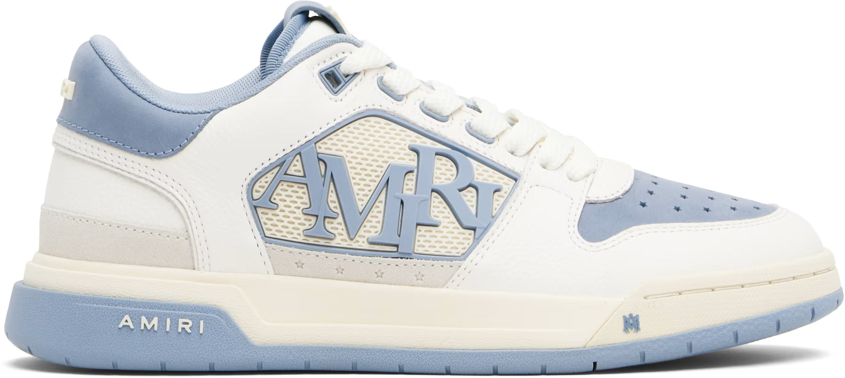 White & Blue Classic Low Sneakers
