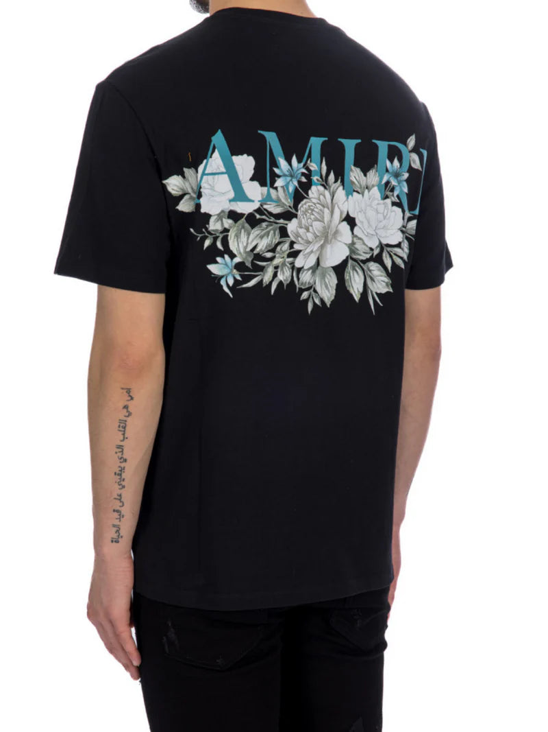 AMIRI FLORAL LOGO TEE BLACK