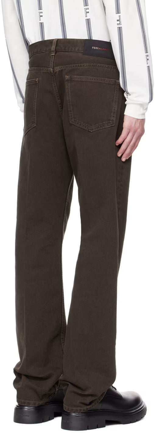 Ferragamo Brown Five-Pocket Jeans