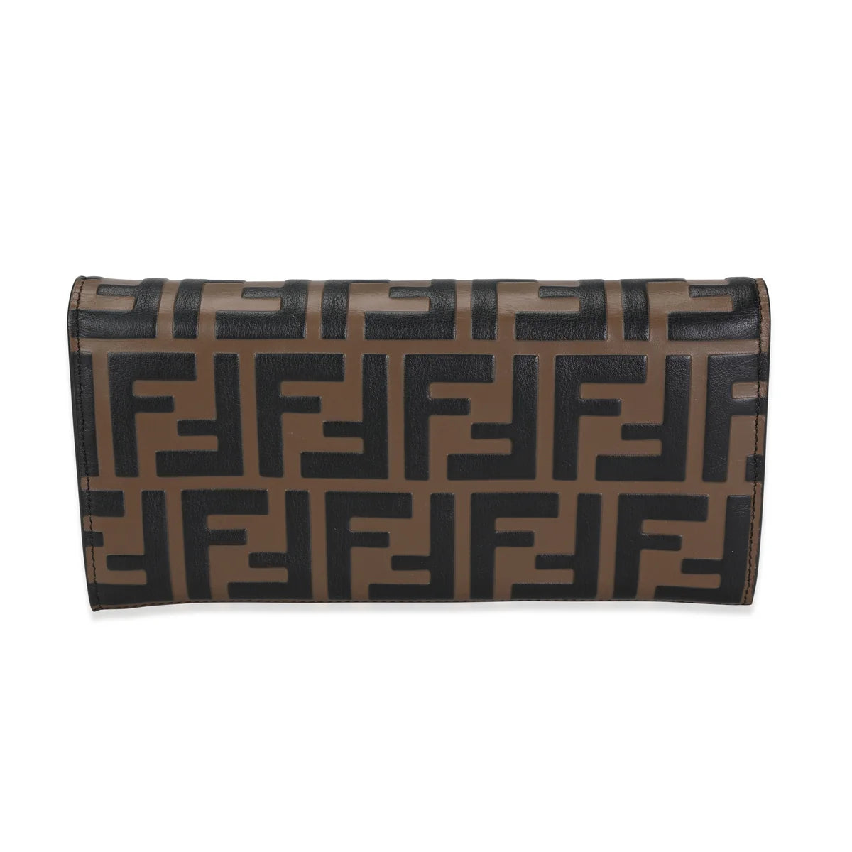 Fendi Black & Brown Zucca-Embossed Leather Continental Wallet