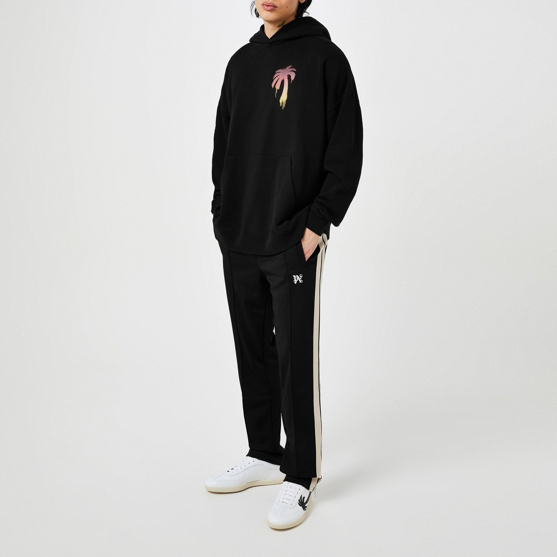 Embroidered Striped Jersey Track Pants