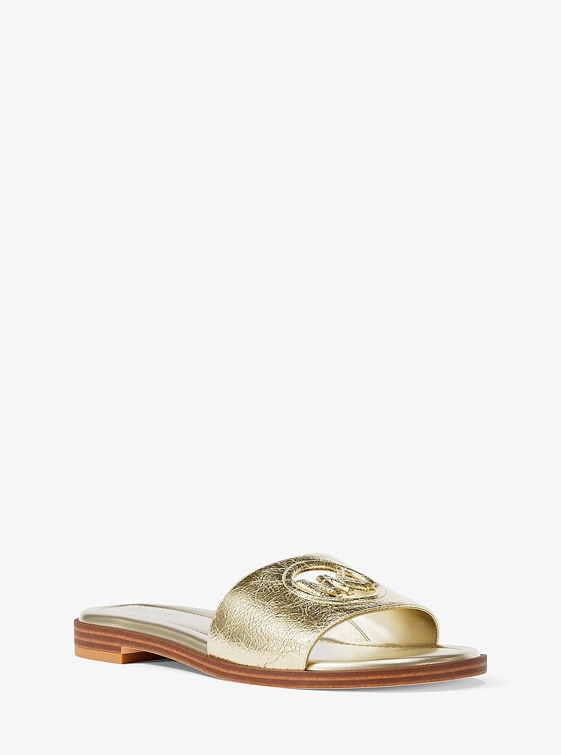 Carissa Crackled Metallic Slide Sandal