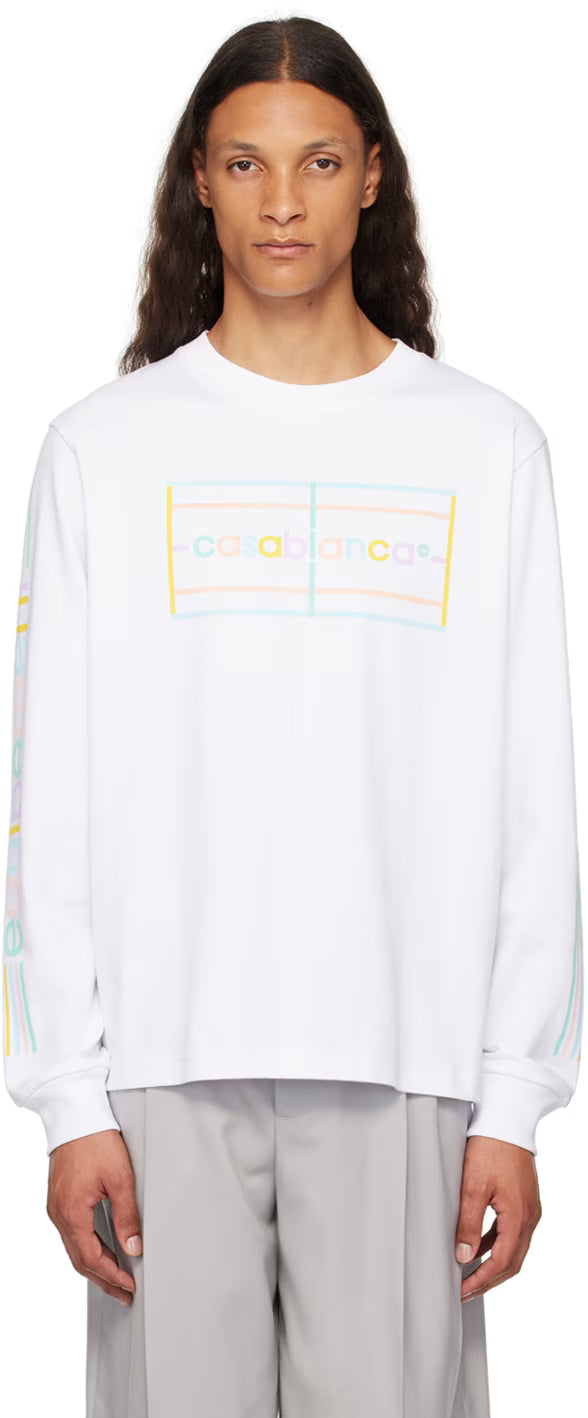 White Pastel Court Long Sleeve T-Shirt