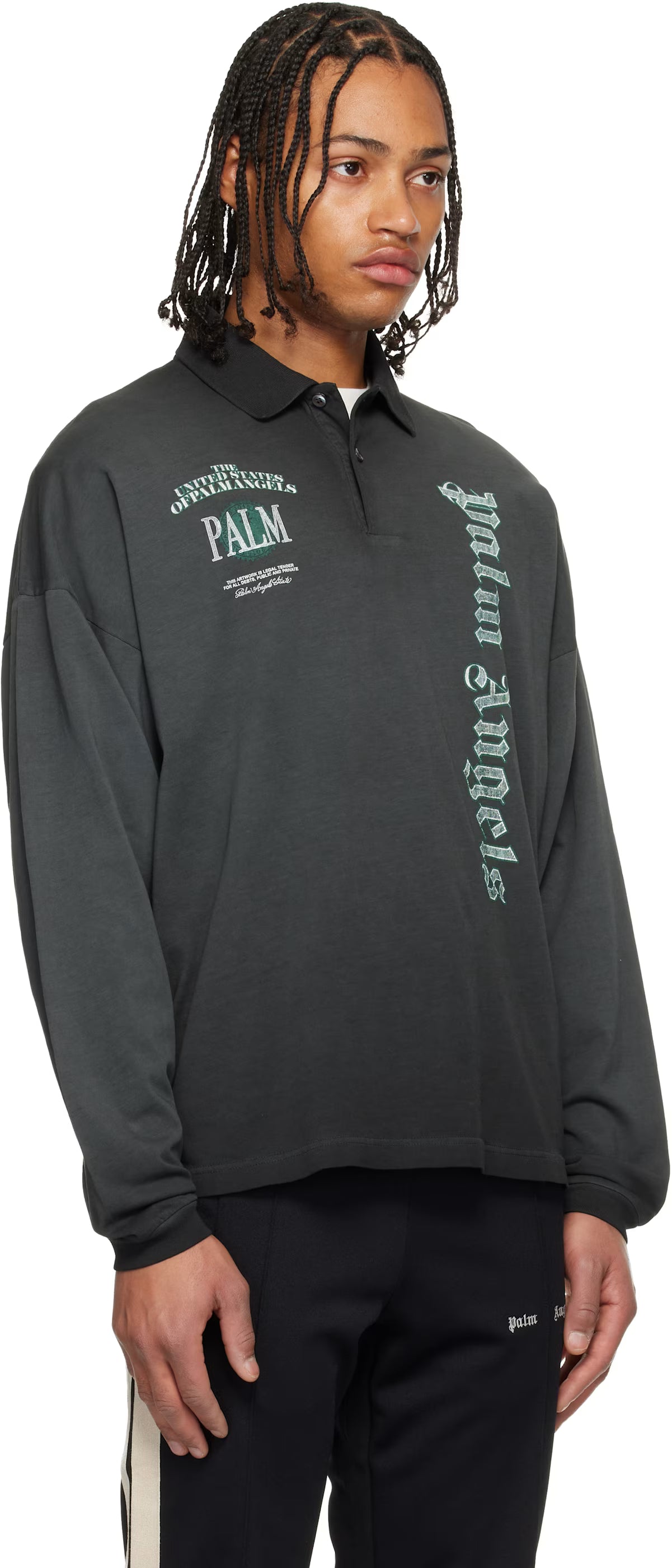 Black Dollar Logo Long Sleeve Polo