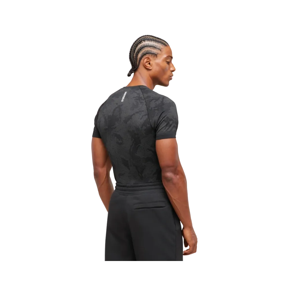 Gymshark Geo Seamless T-Shirt Slim Fit Black/Charcoal Grey