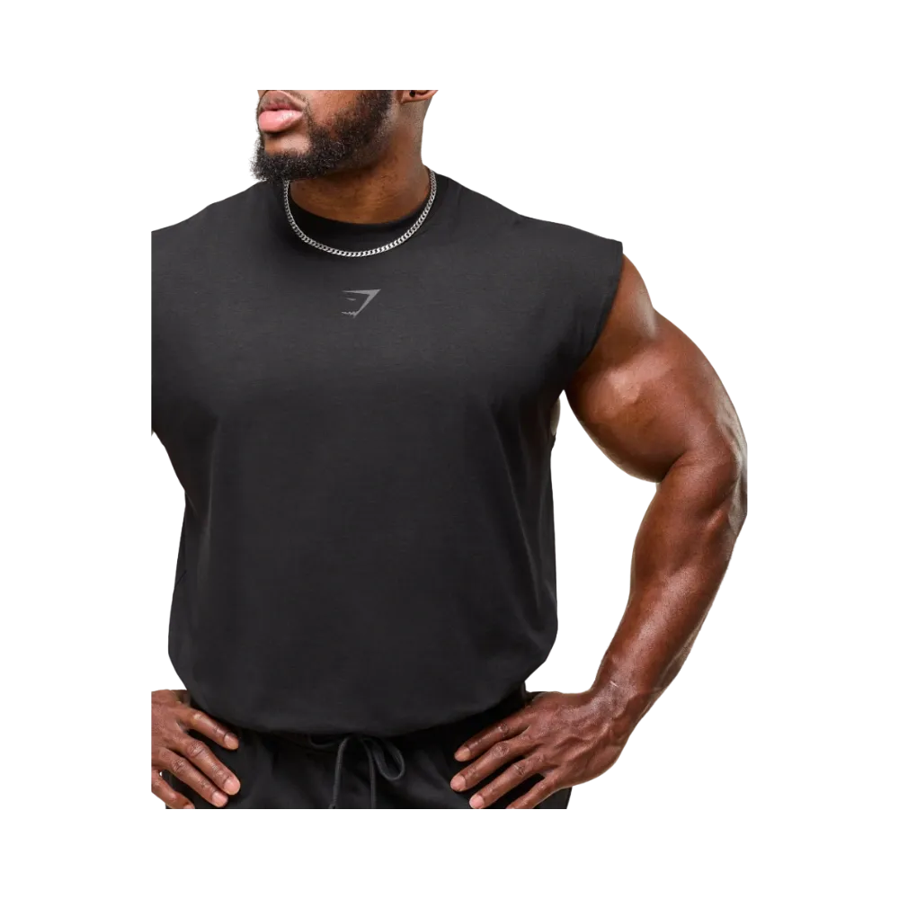 Gymshark Power Cut Off Tank Oversized Fit Black