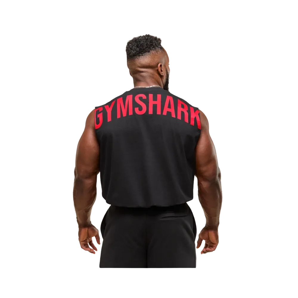 Gymshark Power Cut Off Tank Oversized Fit Black/Conditioning Red