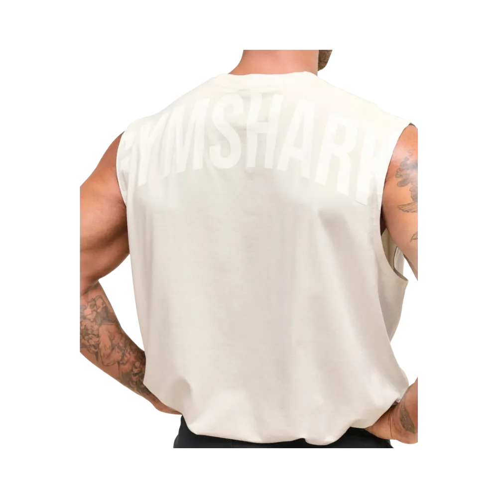 Gymshark Power Cut Off Tank Oversized Fit Oat White