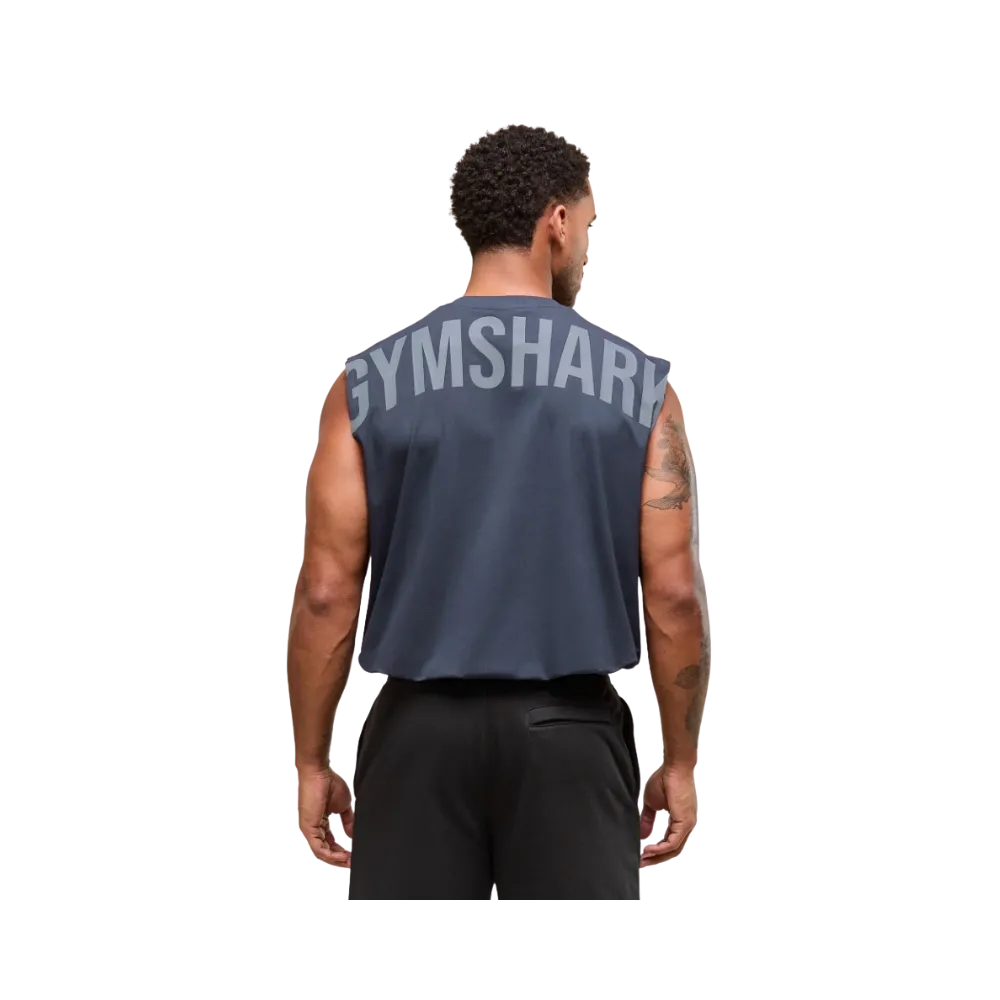 Gymshark Power Cut Off Tank Oversized Fit Heavy Blue