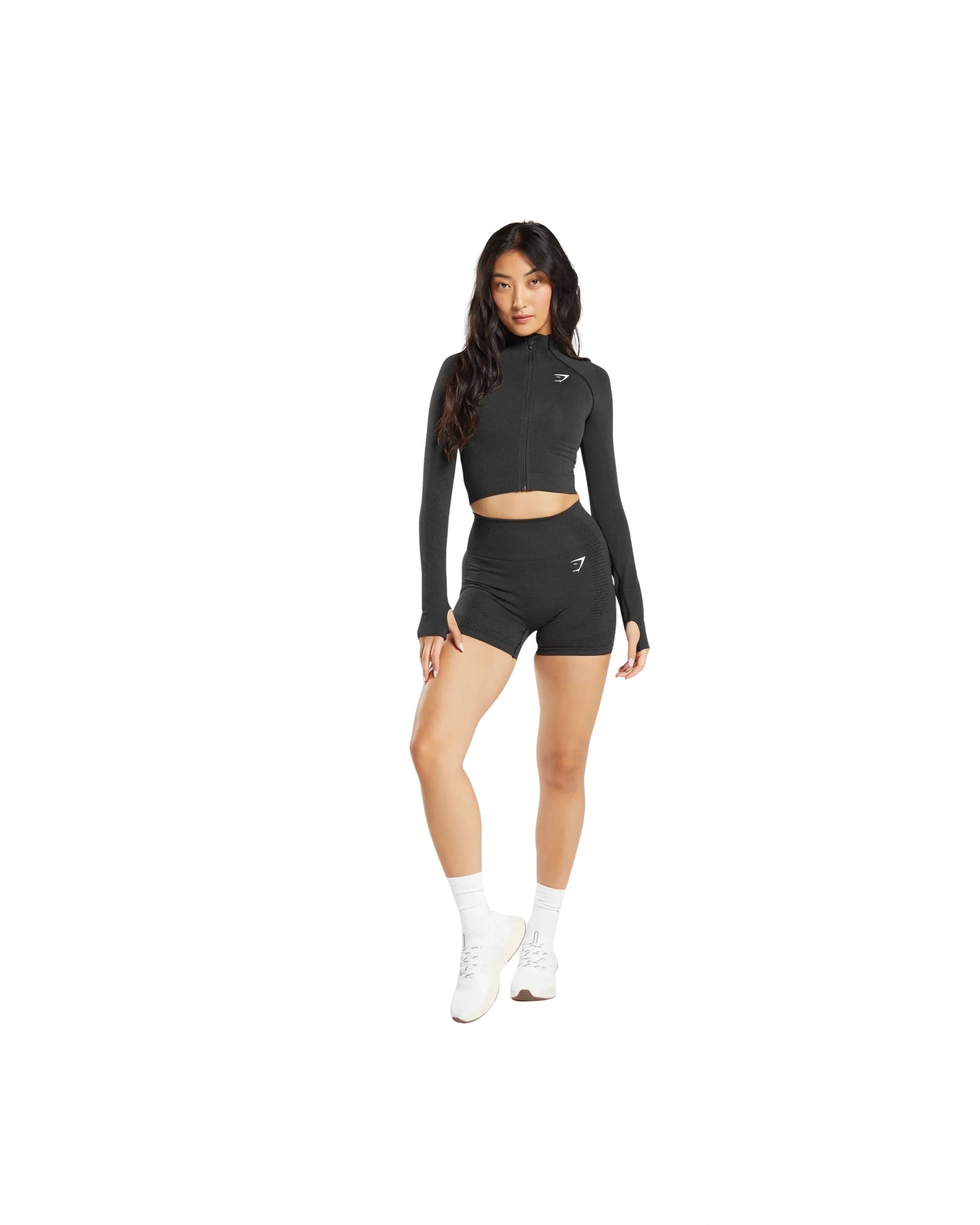 Gymshark Vital Midi Zip Up Jacket Black Marl