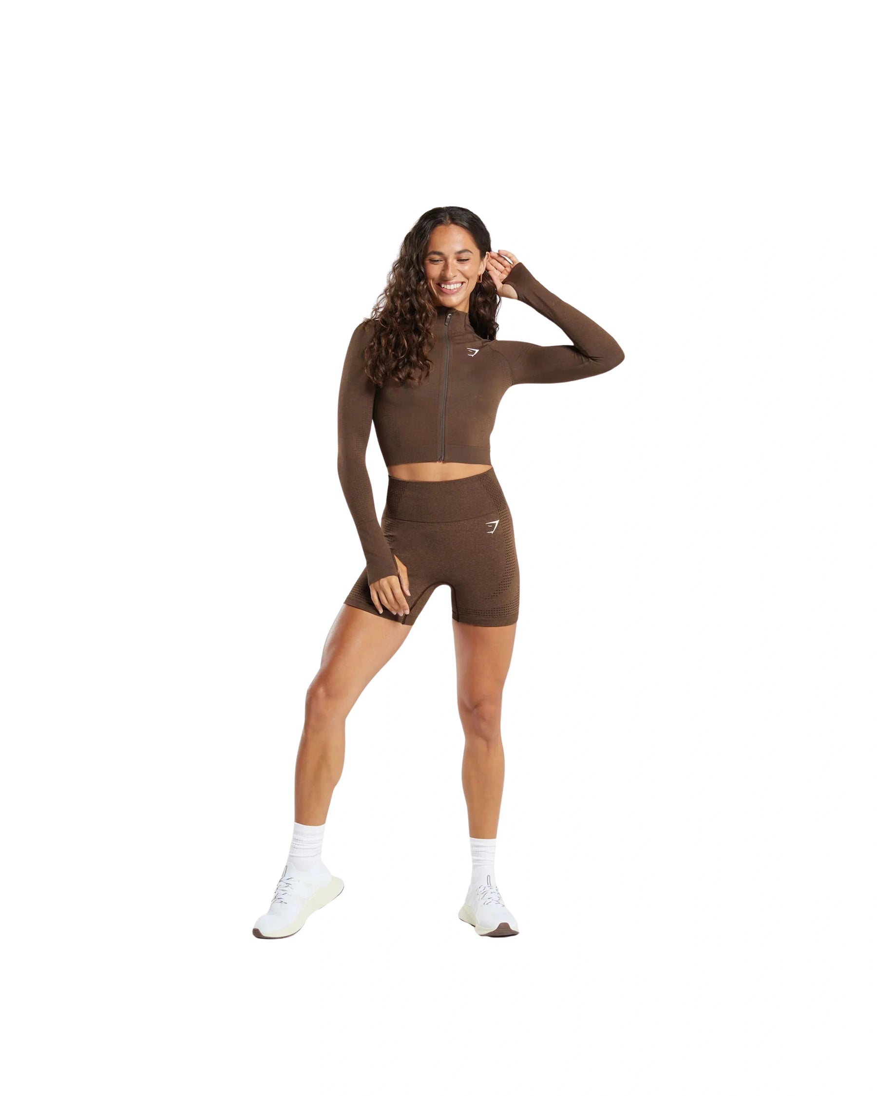 Gymshark Vital Midi Zip Up Jacket Espresso Marl