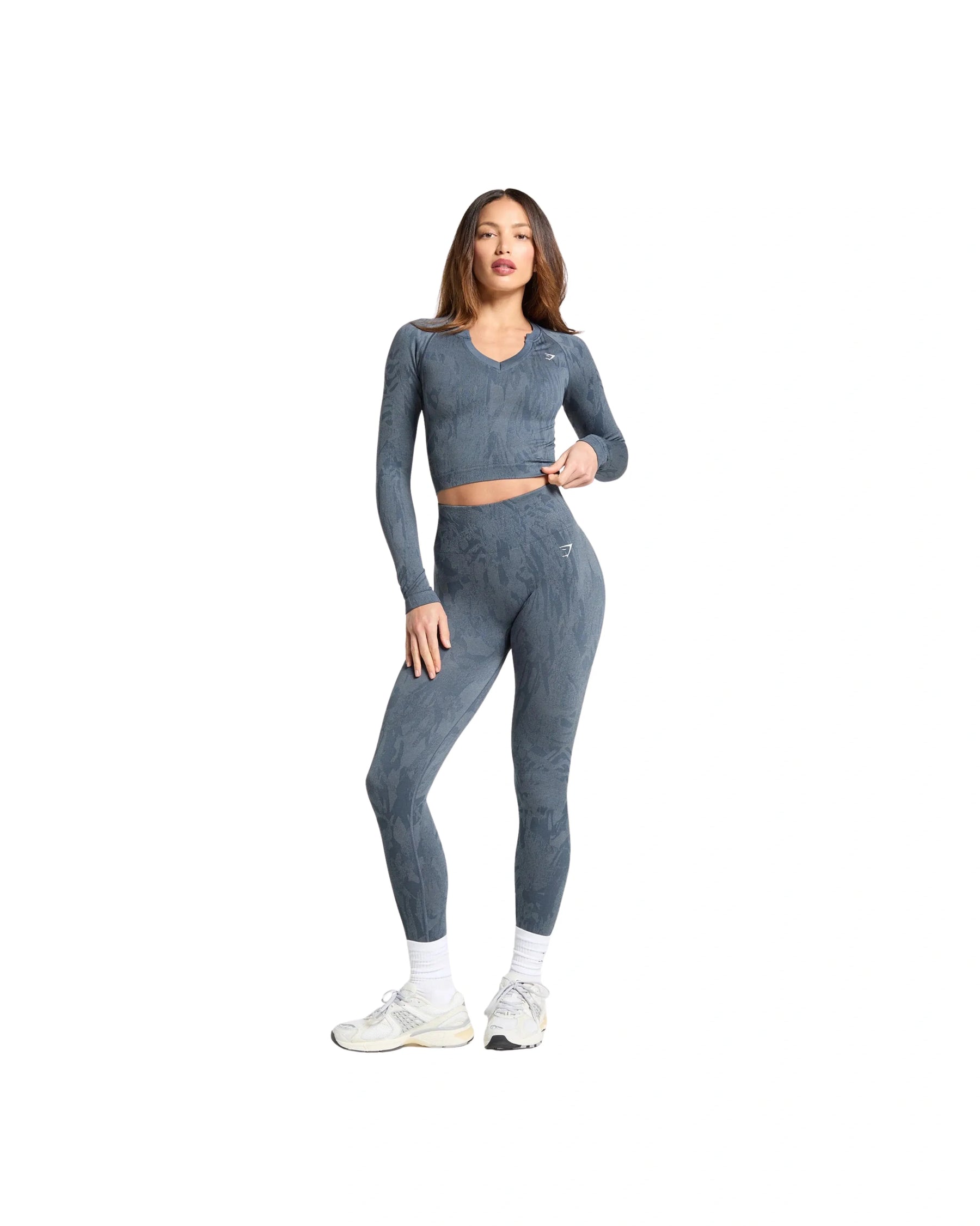 Adapt Camo Seamless Long Sleeve Top Body fit Titanium Blue/Denim Grey