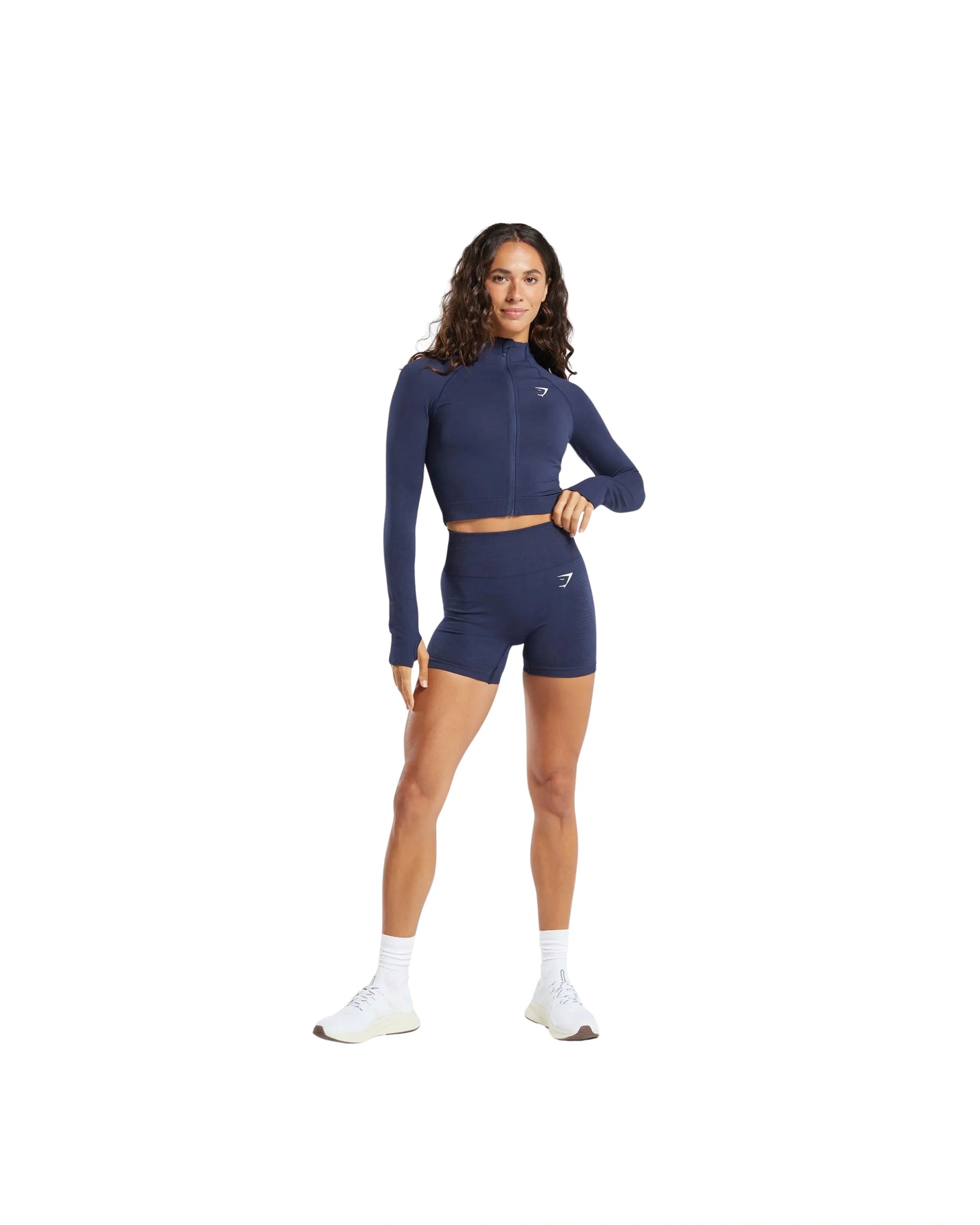 Gymshark Vital Midi Zip Up Jacket Heavy Blue Marl