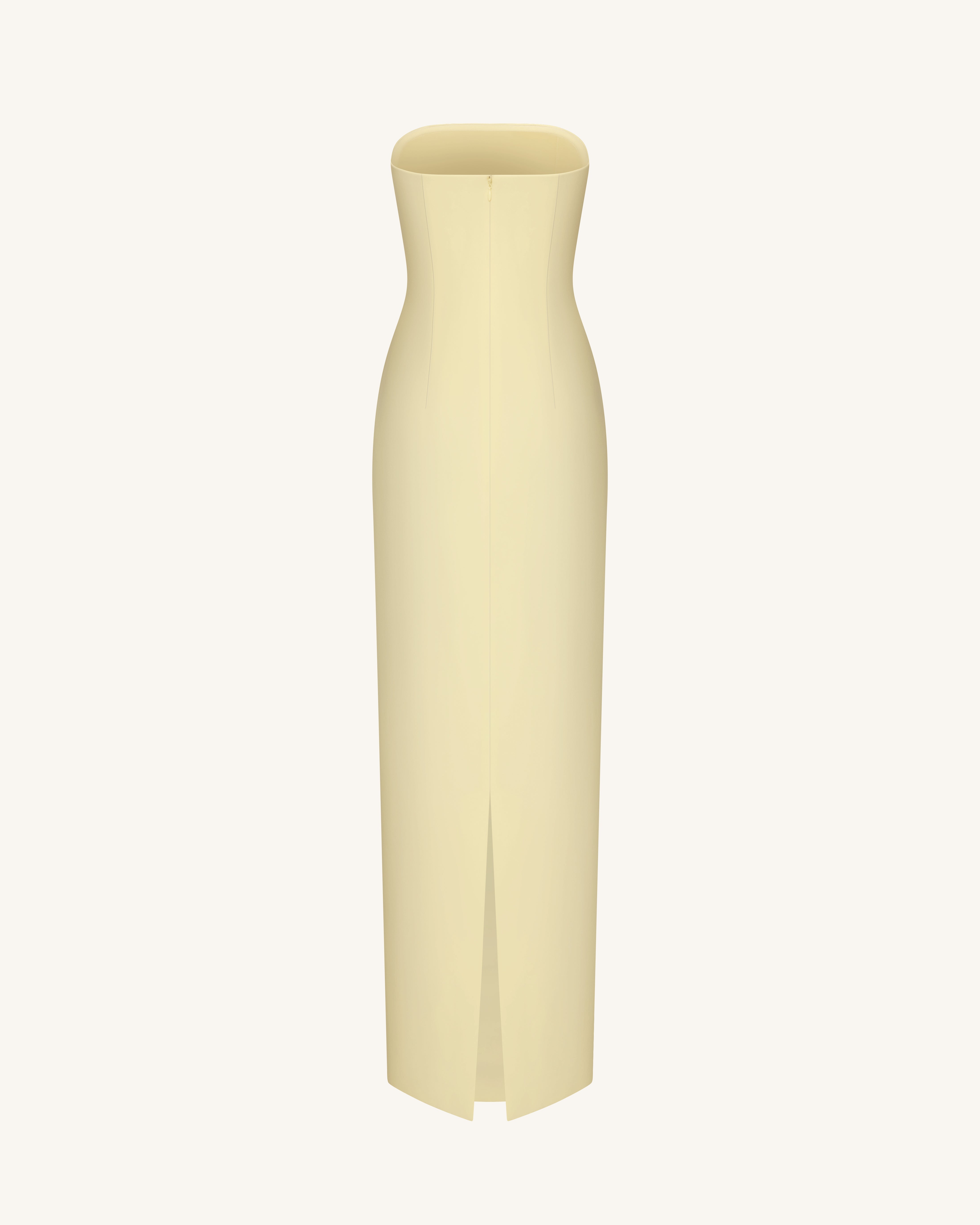 Floral Appliqué Strapless Dress - Cream Ivory