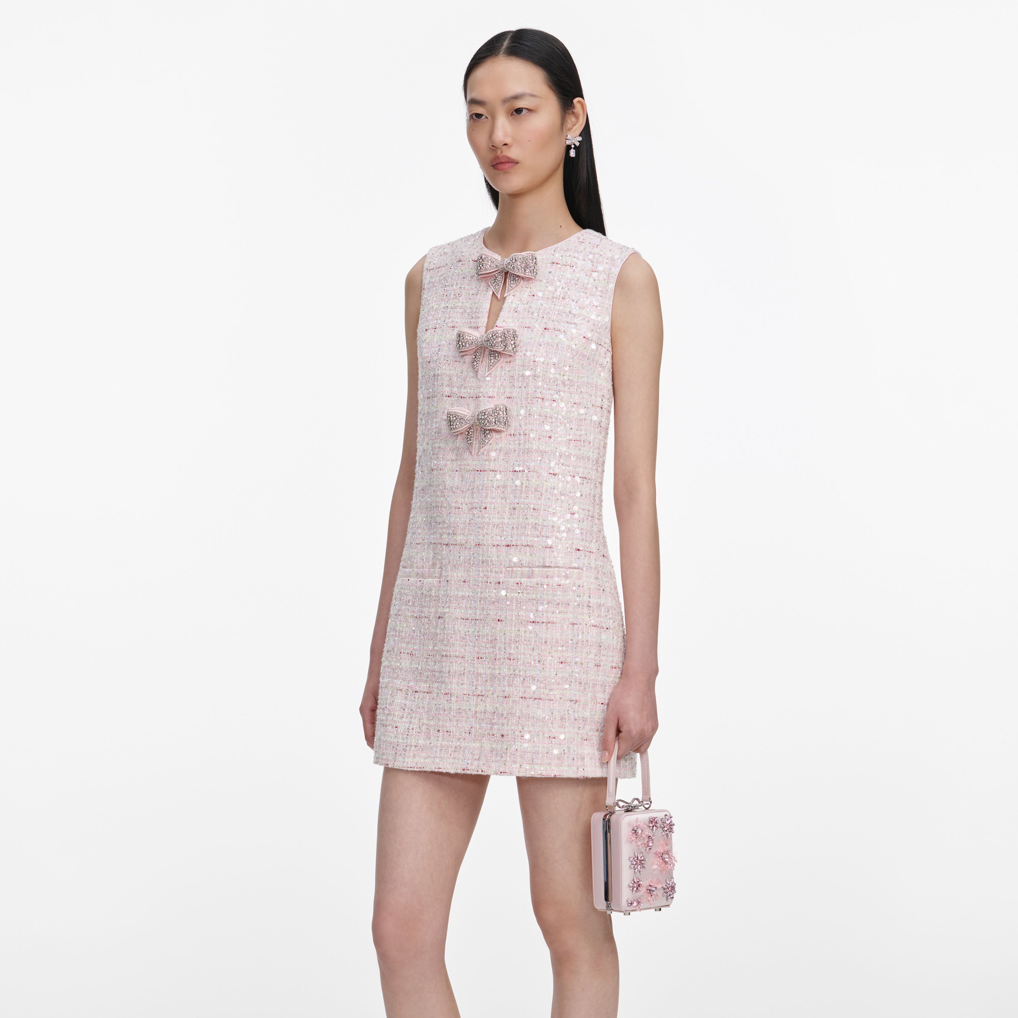 Pink Satin Floral Beaded Micro Bag