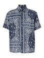 Fendi Blue Shirt With All-Over Bandana Print in Silk Man