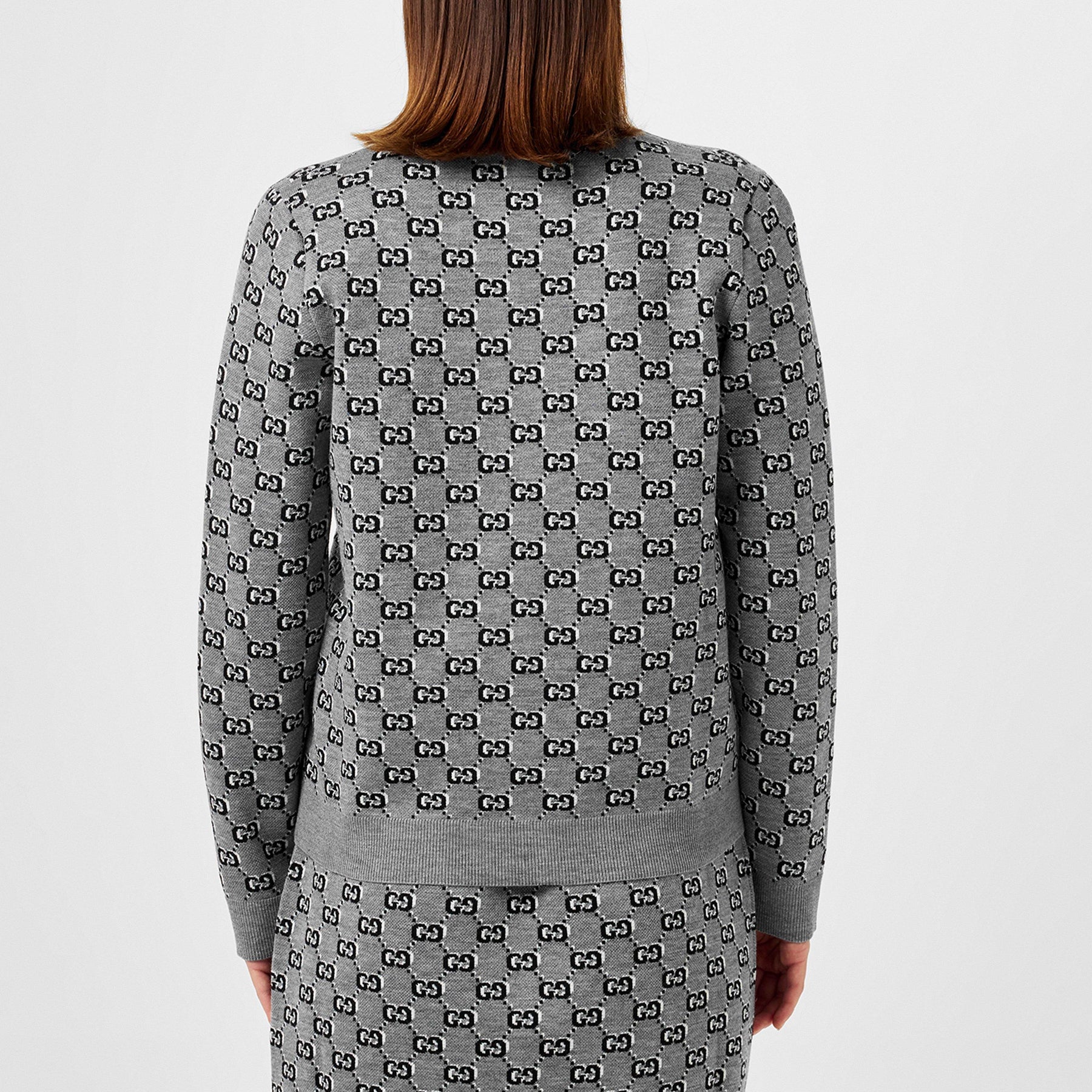 Women's GG Shadow Wool Jacquard Knit Cardigan