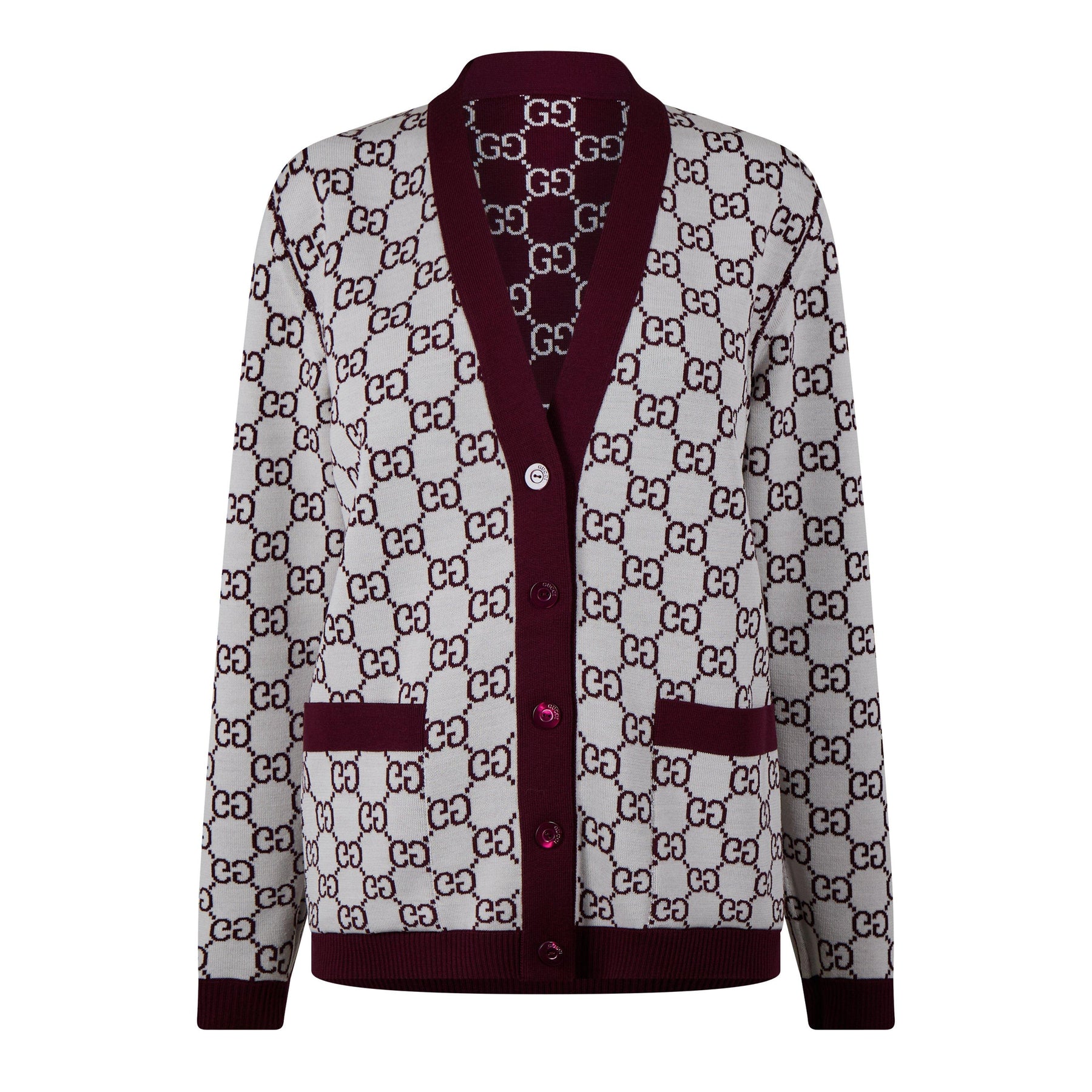 Women's Logo Reversible GG Wool Jacquard Cardigan