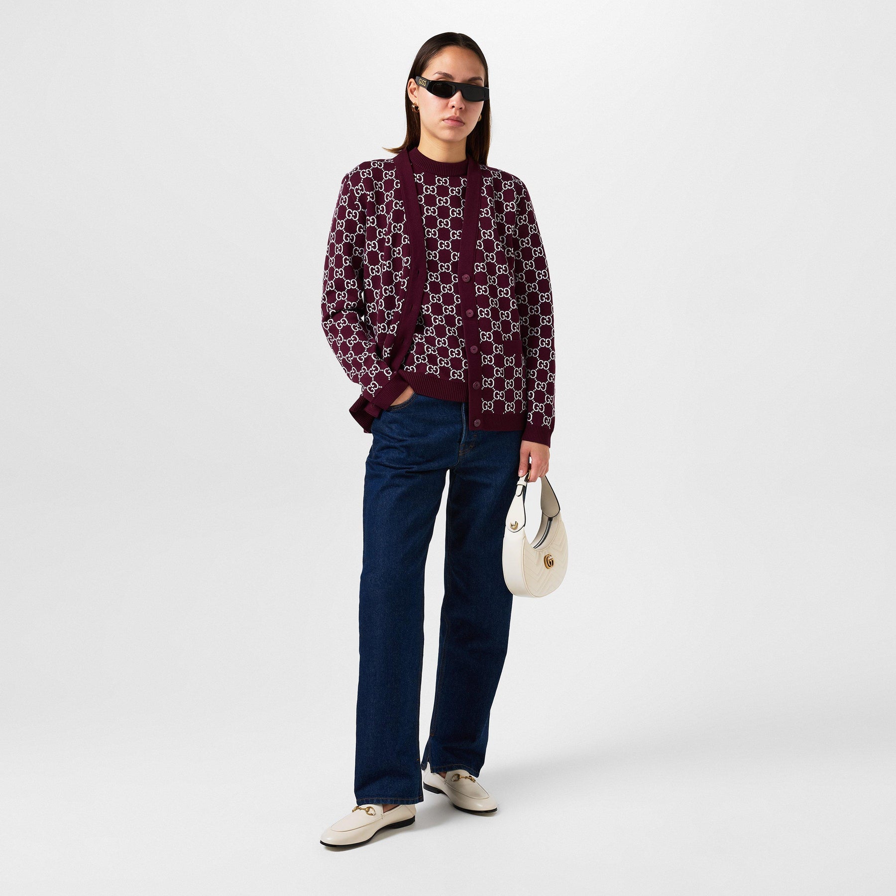 Women's Logo Reversible GG Wool Jacquard Cardigan