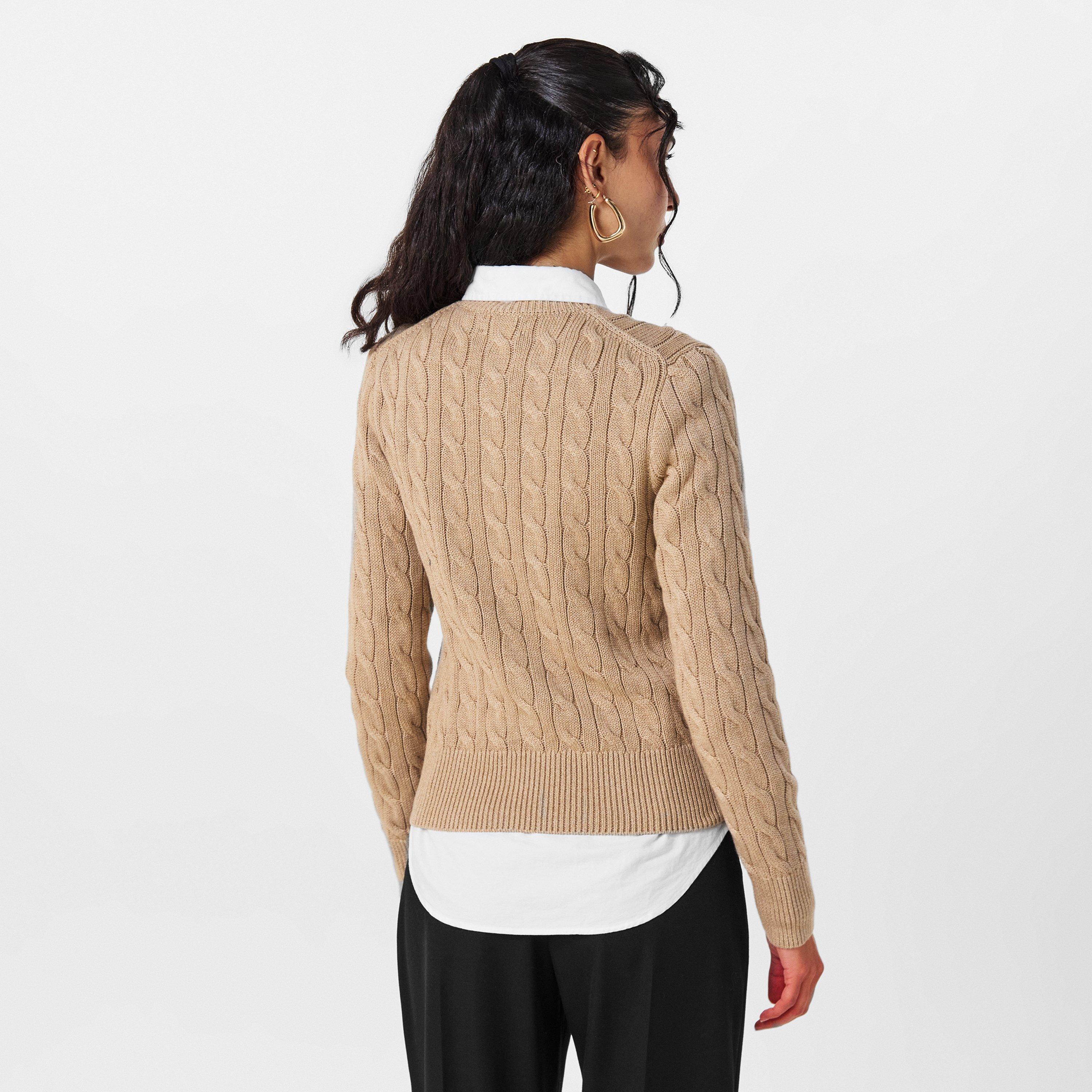 Stretch Cotton Crewneck Cardigan