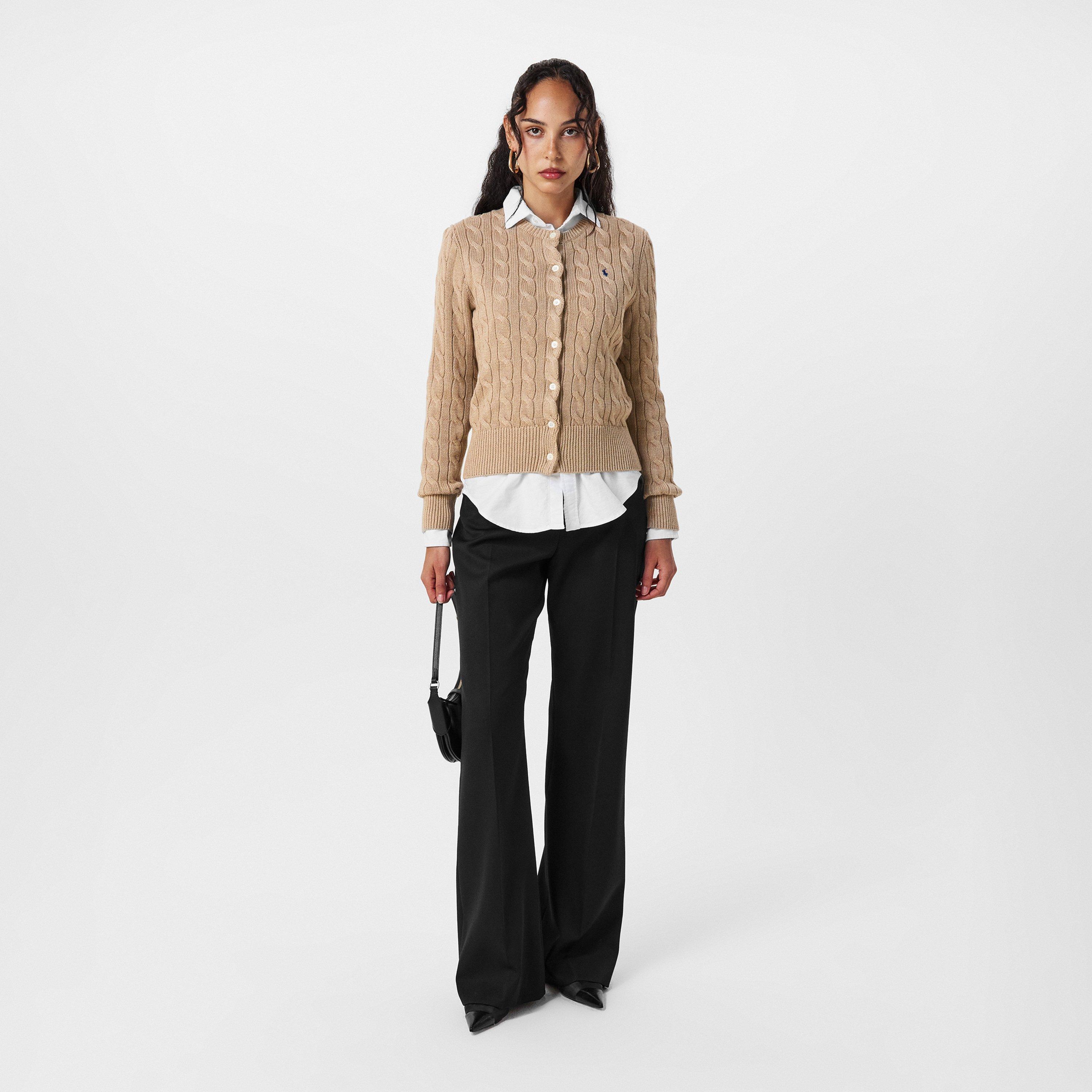 Stretch Cotton Crewneck Cardigan