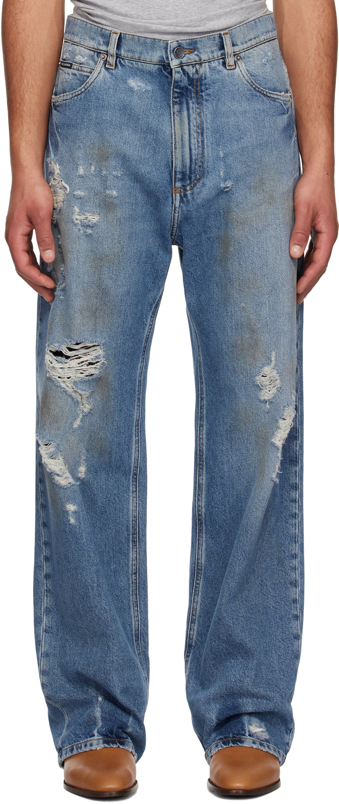 Dolce&Gabbana Blue Oversized Cotton Tag Jeans
