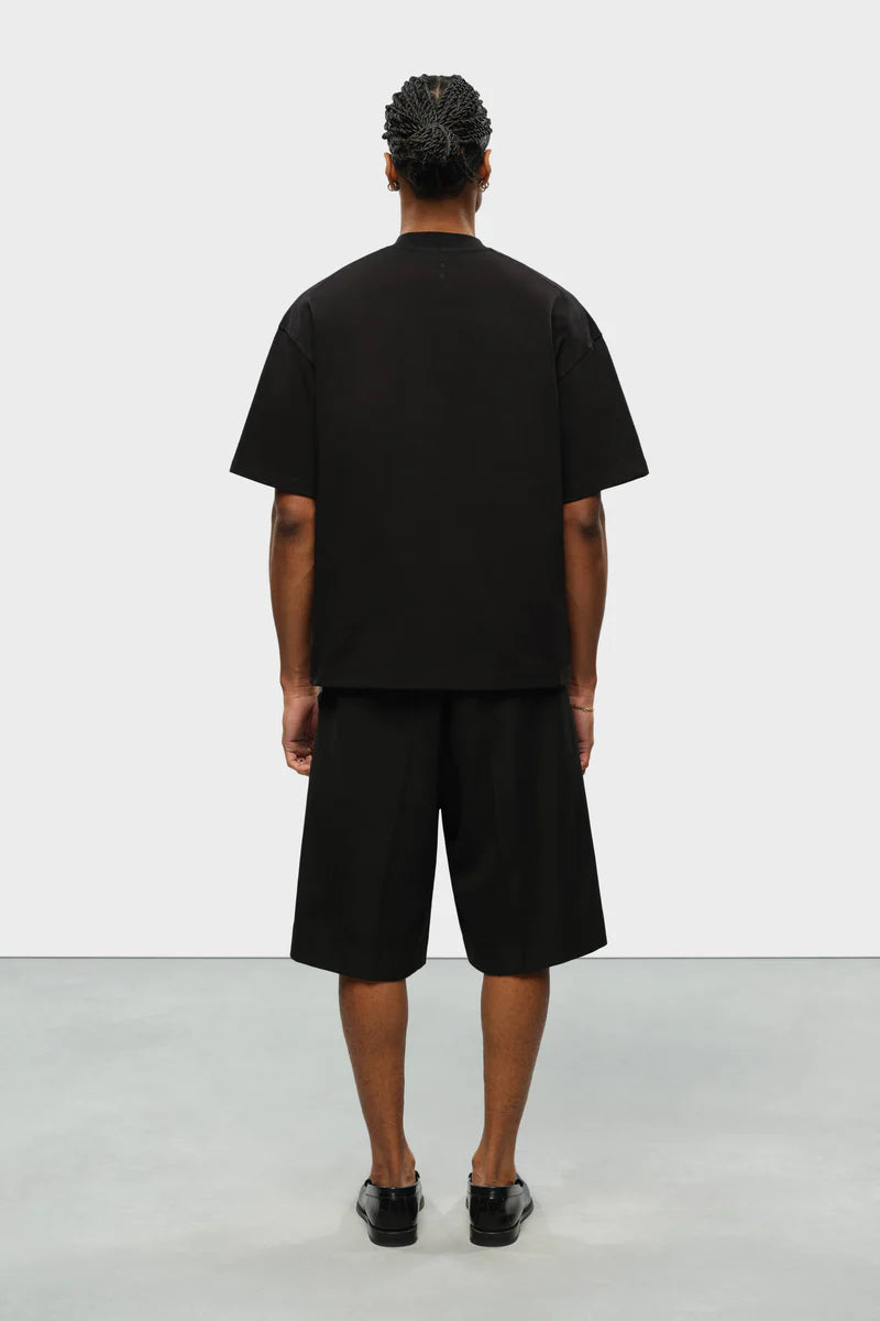 Block mock neck t-shirt - black/oat